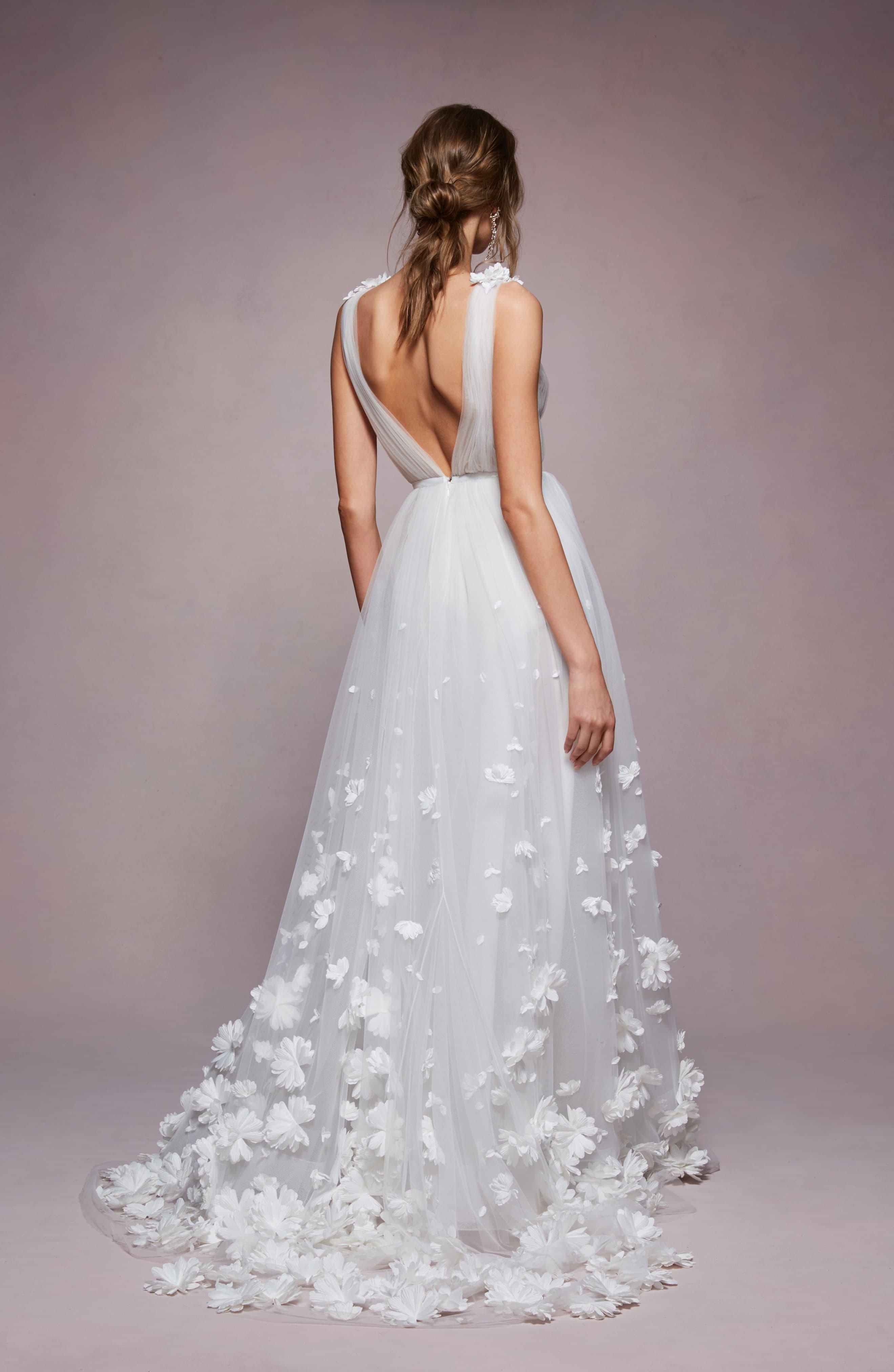 Marchesa notte Kyla 3d Flower Aline Wedding Dress in