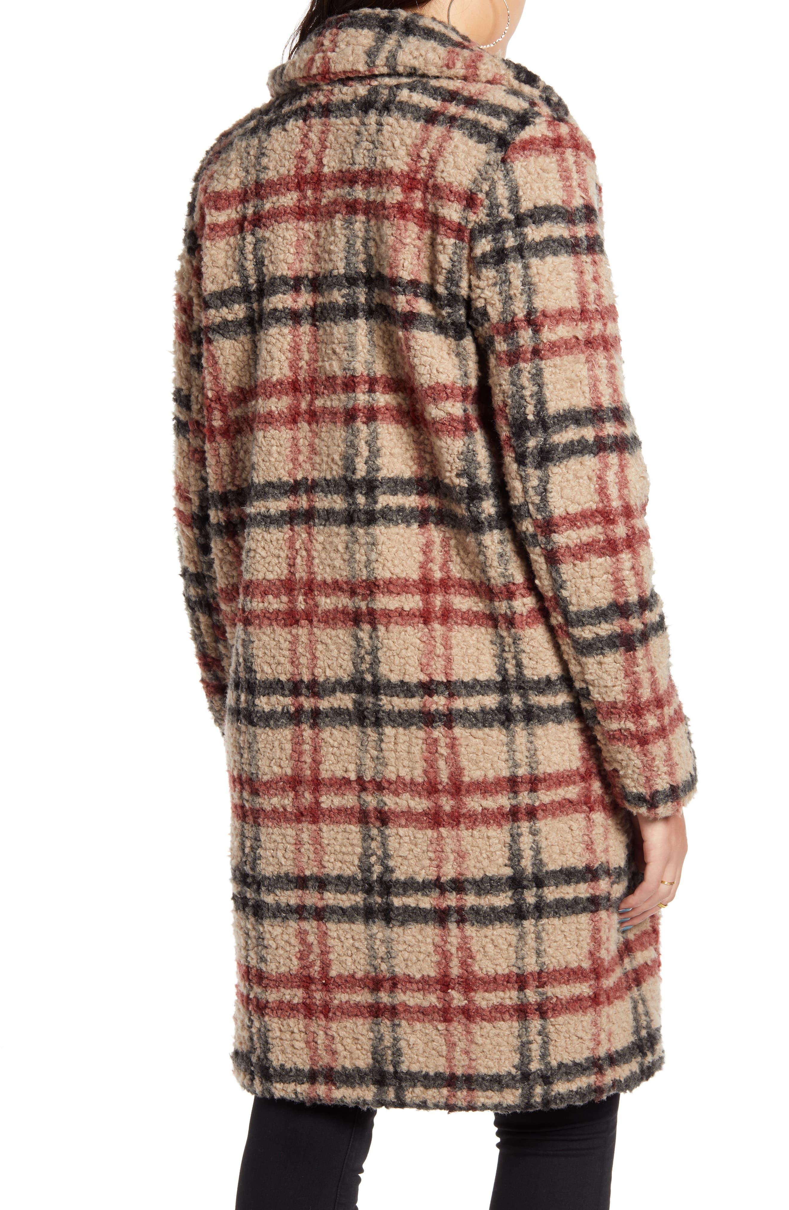 plaid pattern teddy vest coat