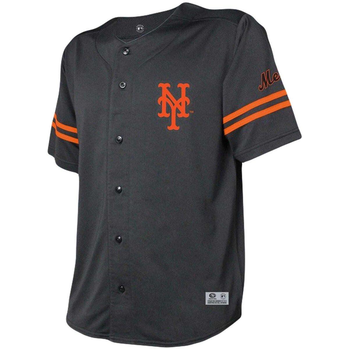 New York Yankees Stitches Button-Down Raglan Fashion Jersey - Navy