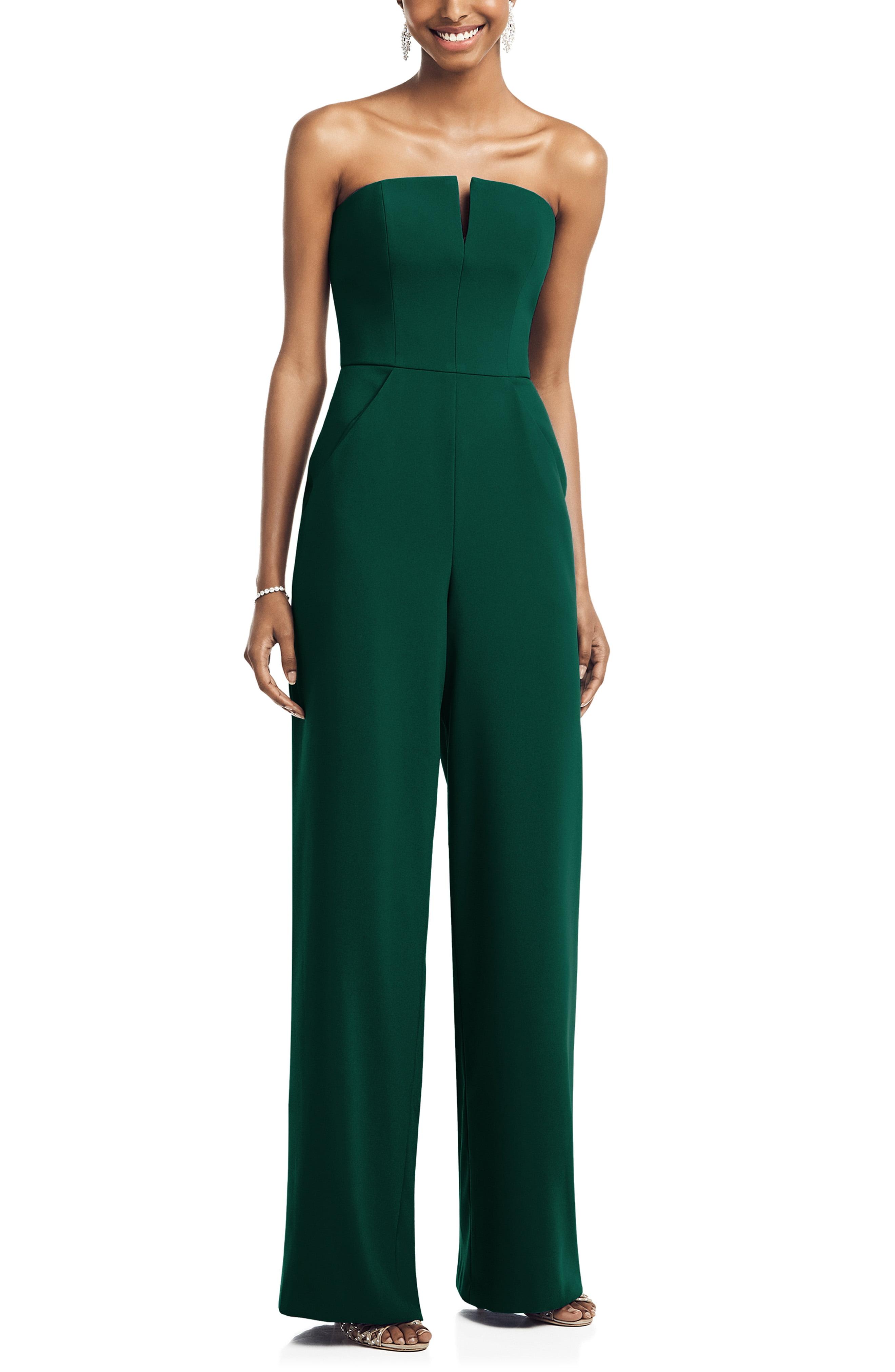 Dessy Collection Strapless Crepe Jumpsuit in Green Lyst