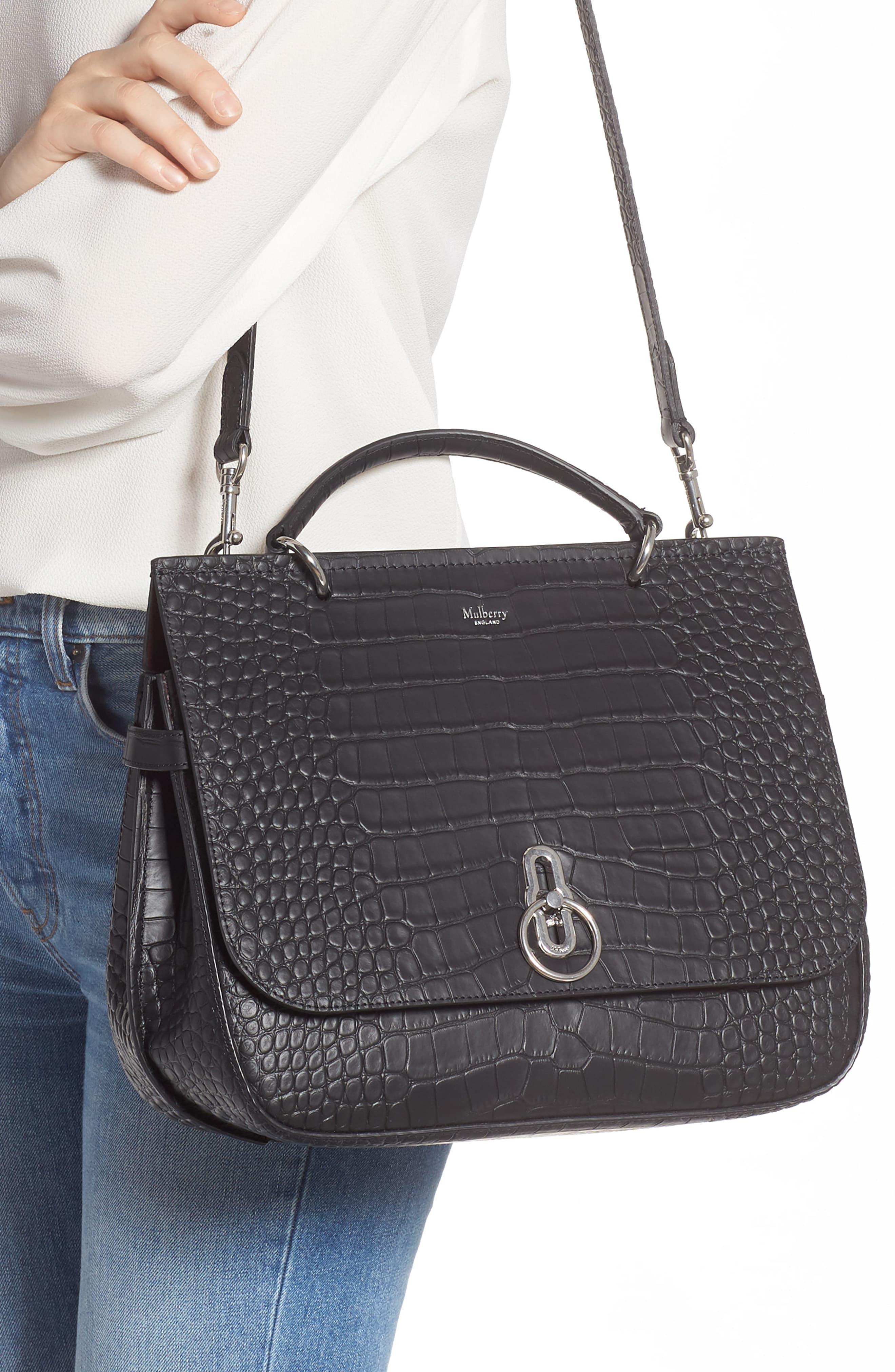 mulberry amberley black croc