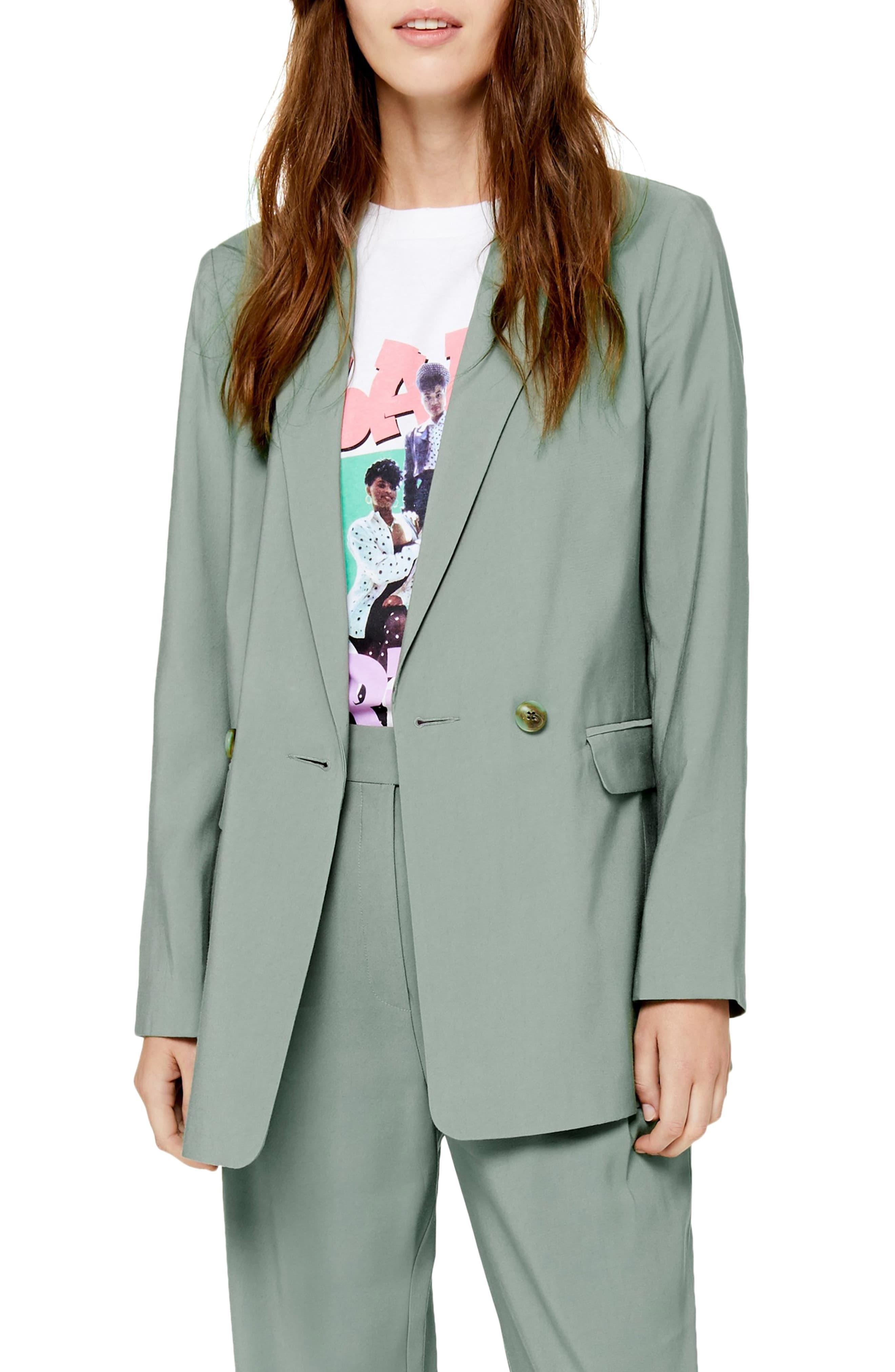 TOPSHOP Millie Double Breasted Blazer in Olive (Green) - Save 63% - Lyst