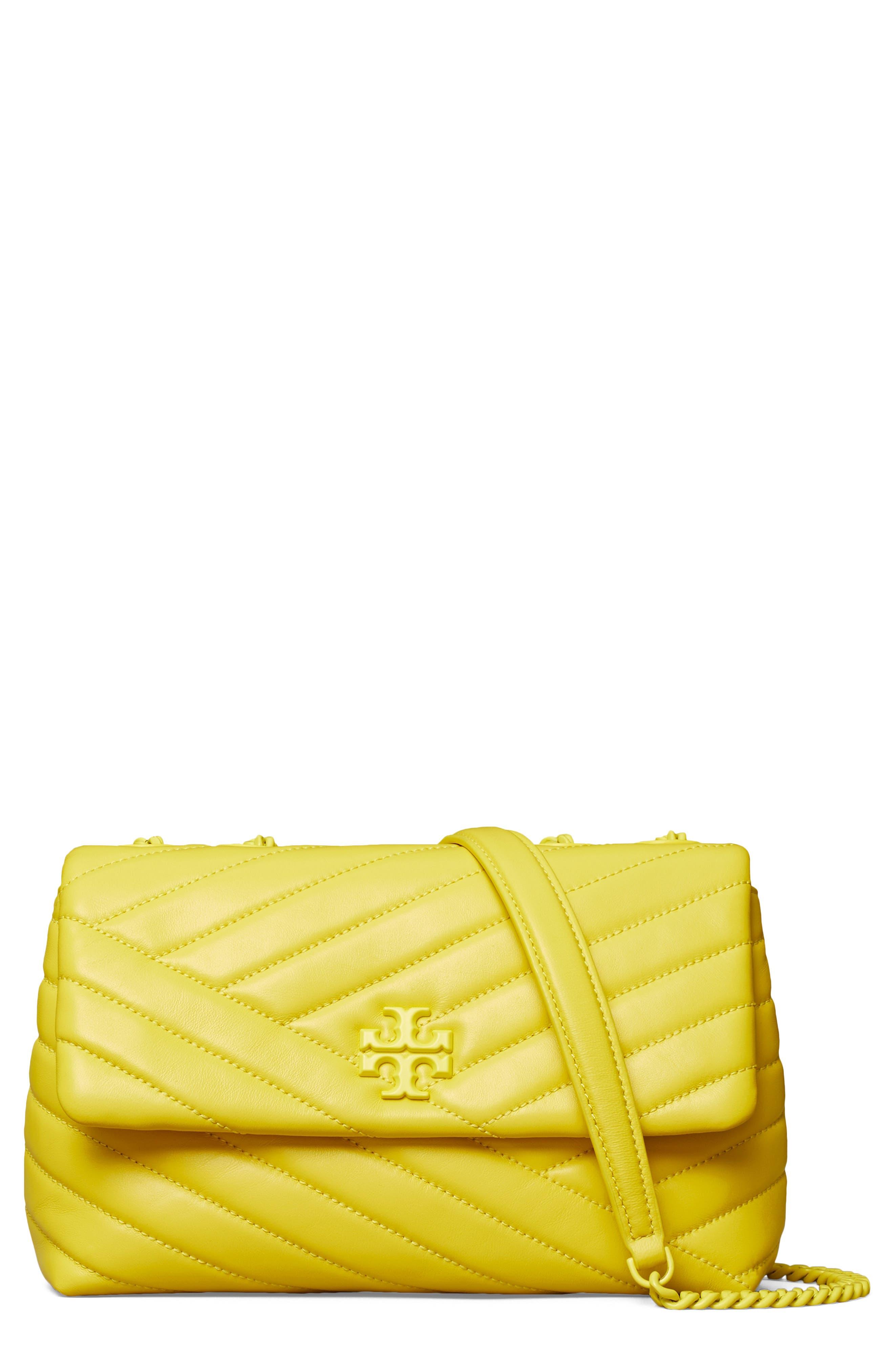 Tory Burch Kira Chevron Powder Coated Small Convertible Shoulder Bag in  Yellow | Lyst