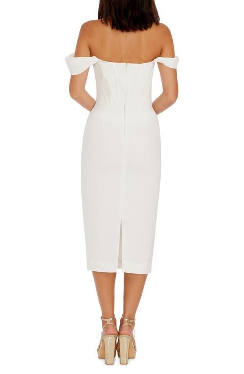 Dress the Population Vickie Off The Shoulder Midi Corset Dress in White |  Lyst