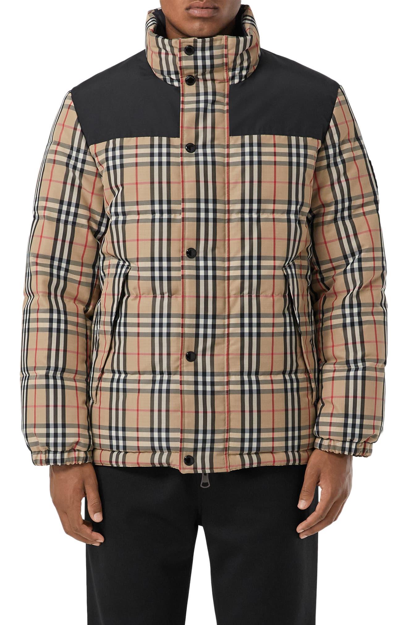 Holland Checked Down Jacket in Beige 