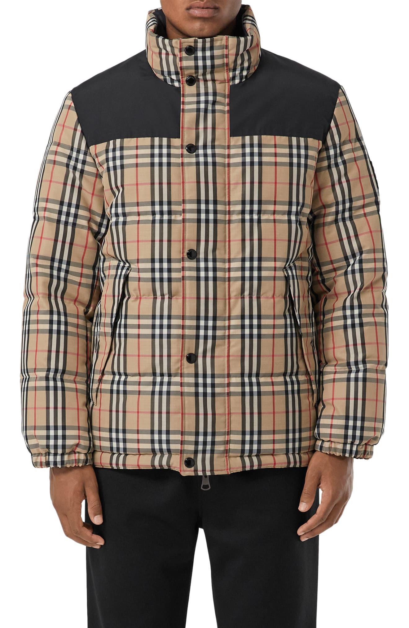 Burberry Synthetic Holland Checked Down Jacket in Beige (Natural) for