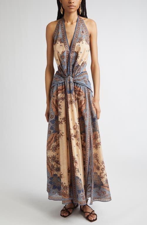 Zimmermann Ascension Paisley Floral Halter Neck Maxi Dress in
