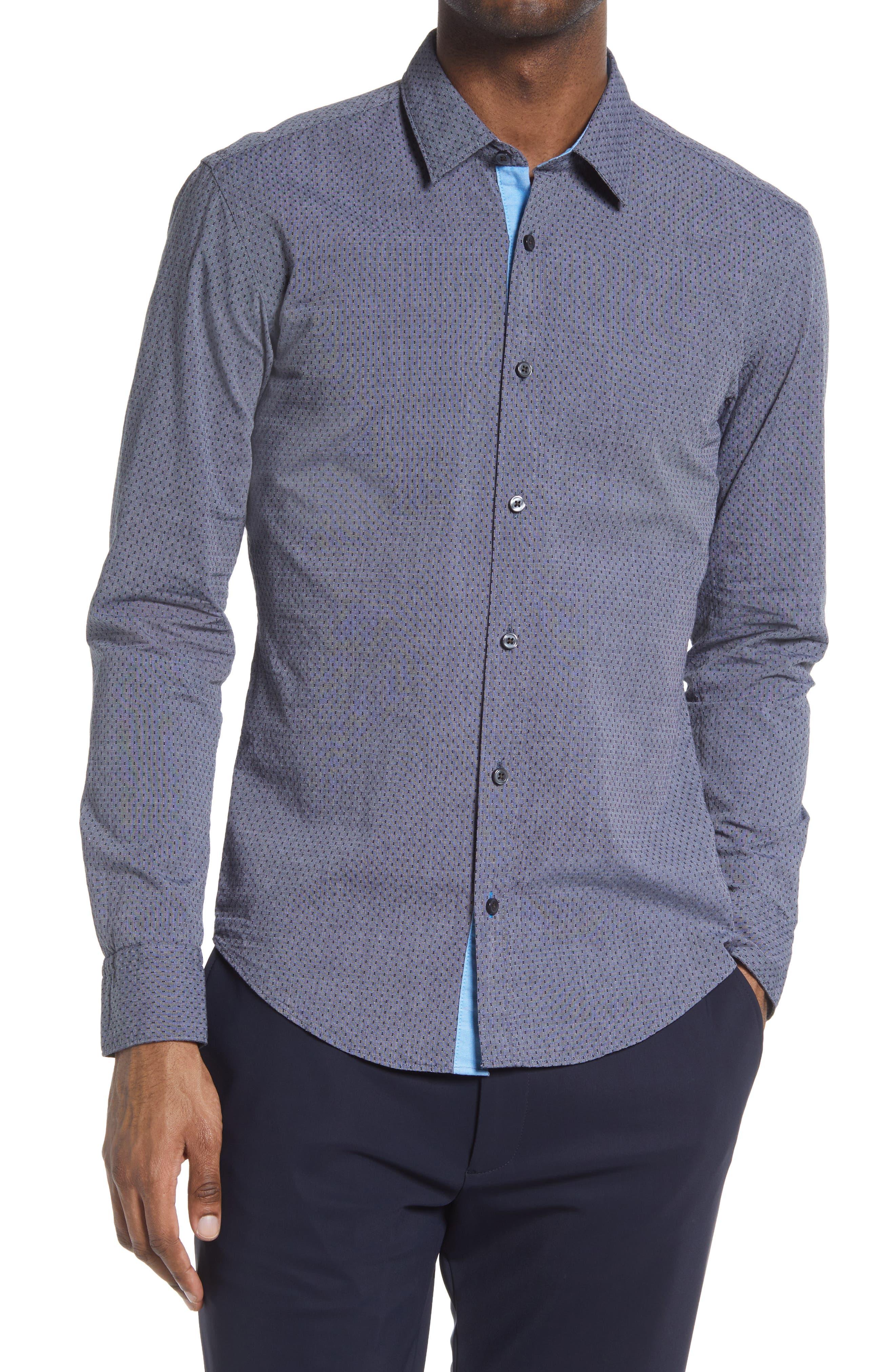 BOSS by HUGO BOSS Reid Slim Fit Dobby Button-up Shirt in Blue for Men | Lyst