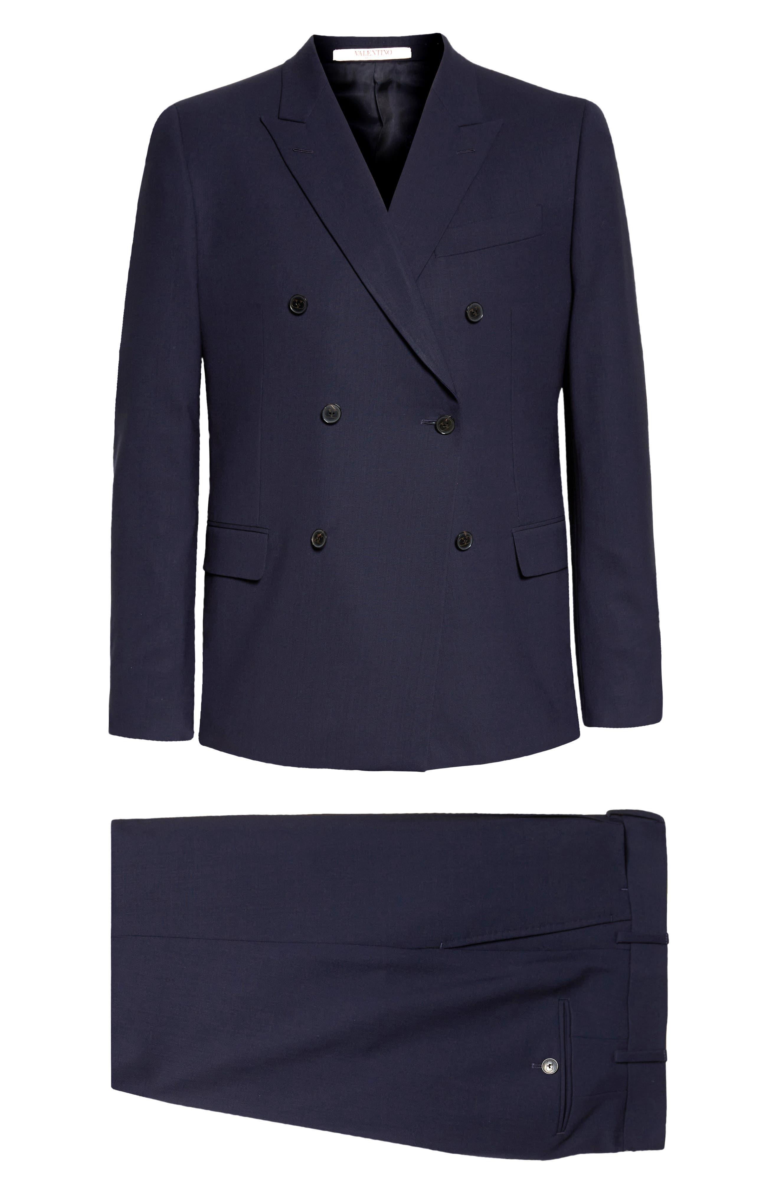Valentino Twopiece Double Breasted Wool Suit in Blue for Men Lyst