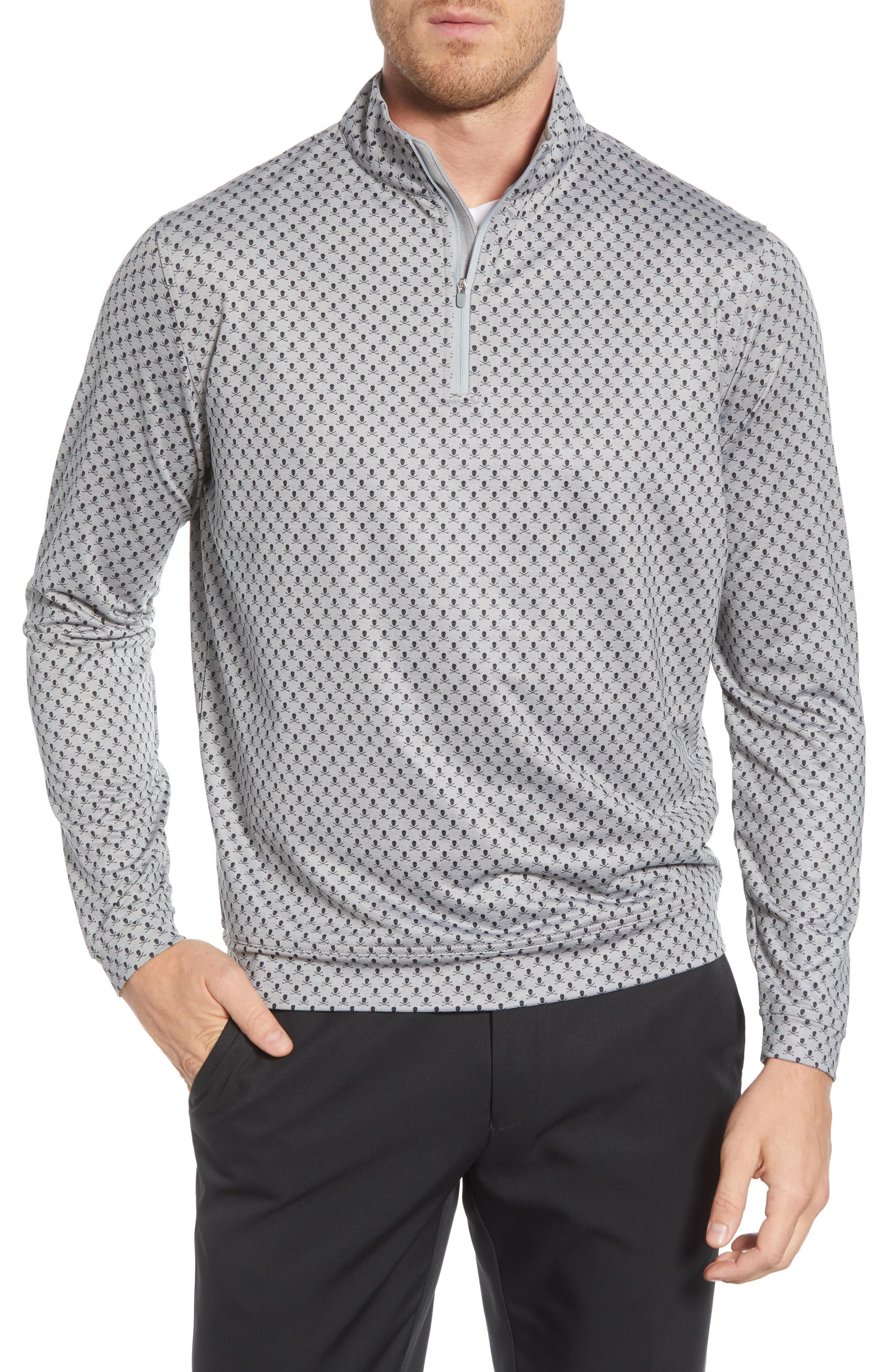 Peter Millar Regular Fit Skull & Clubs Quarter Zip Pullover in Gray for Men - Lyst