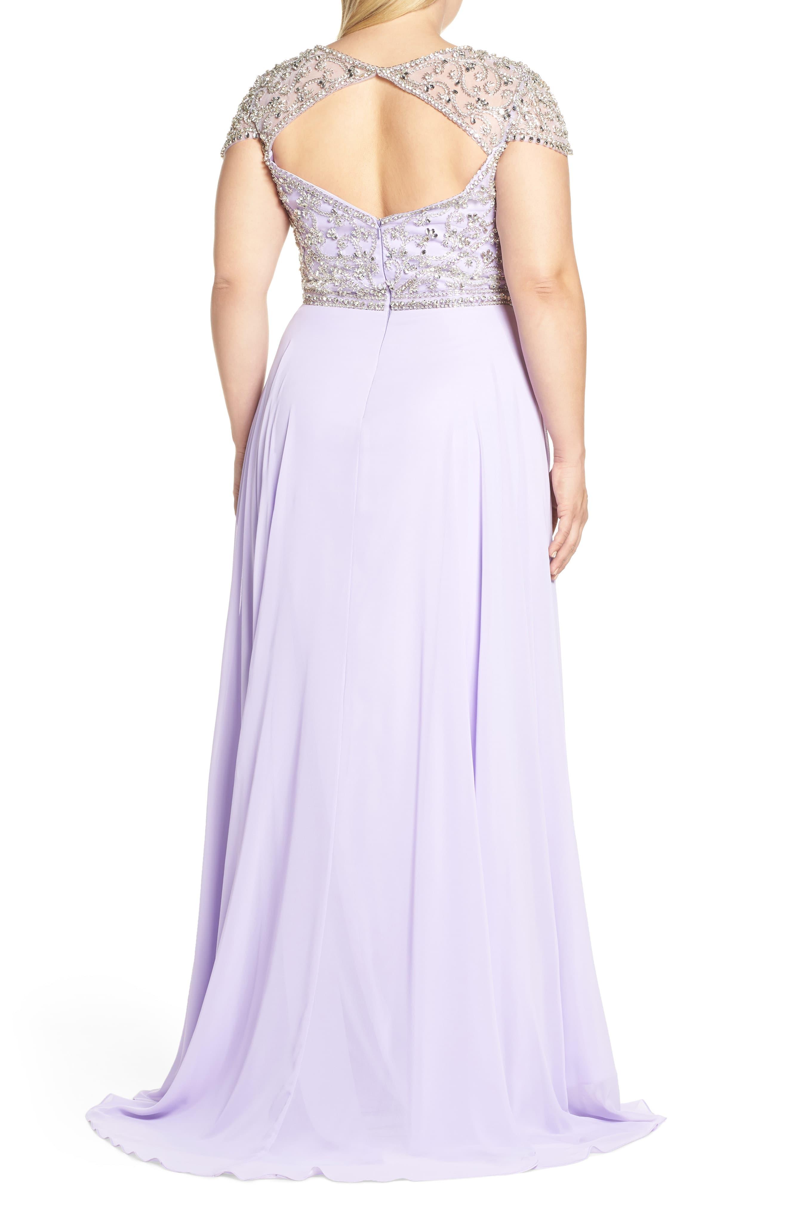 Mac Duggal Chiffon Embellished Bodice A Line Gown In Lilac Purple Lyst