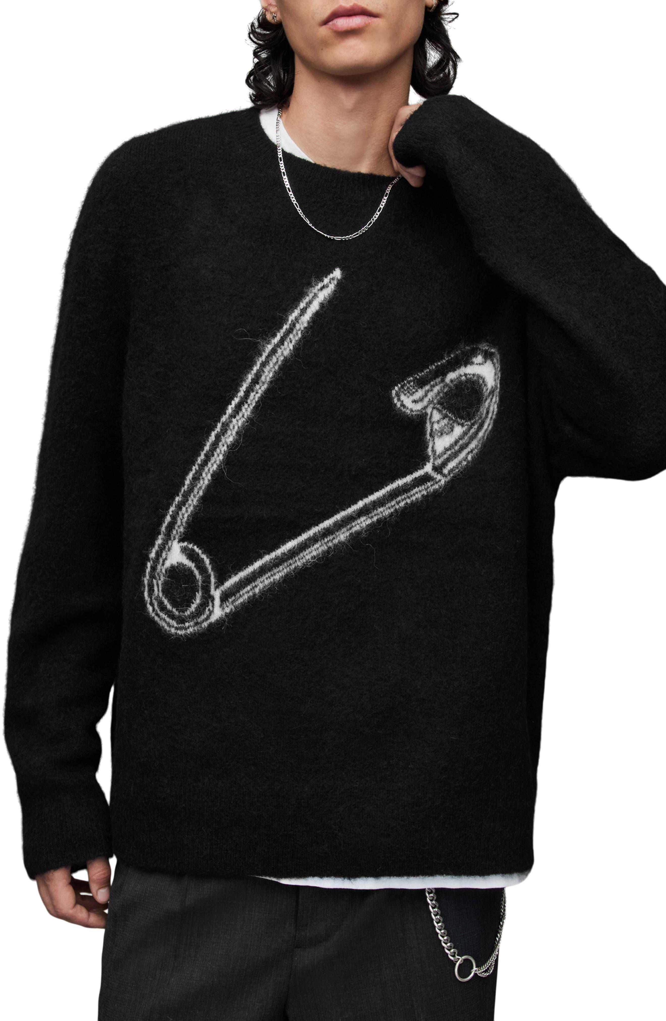 AllSaints Eraze Alpaca & Wool Blend Crewneck Sweater in Black for Men | Lyst