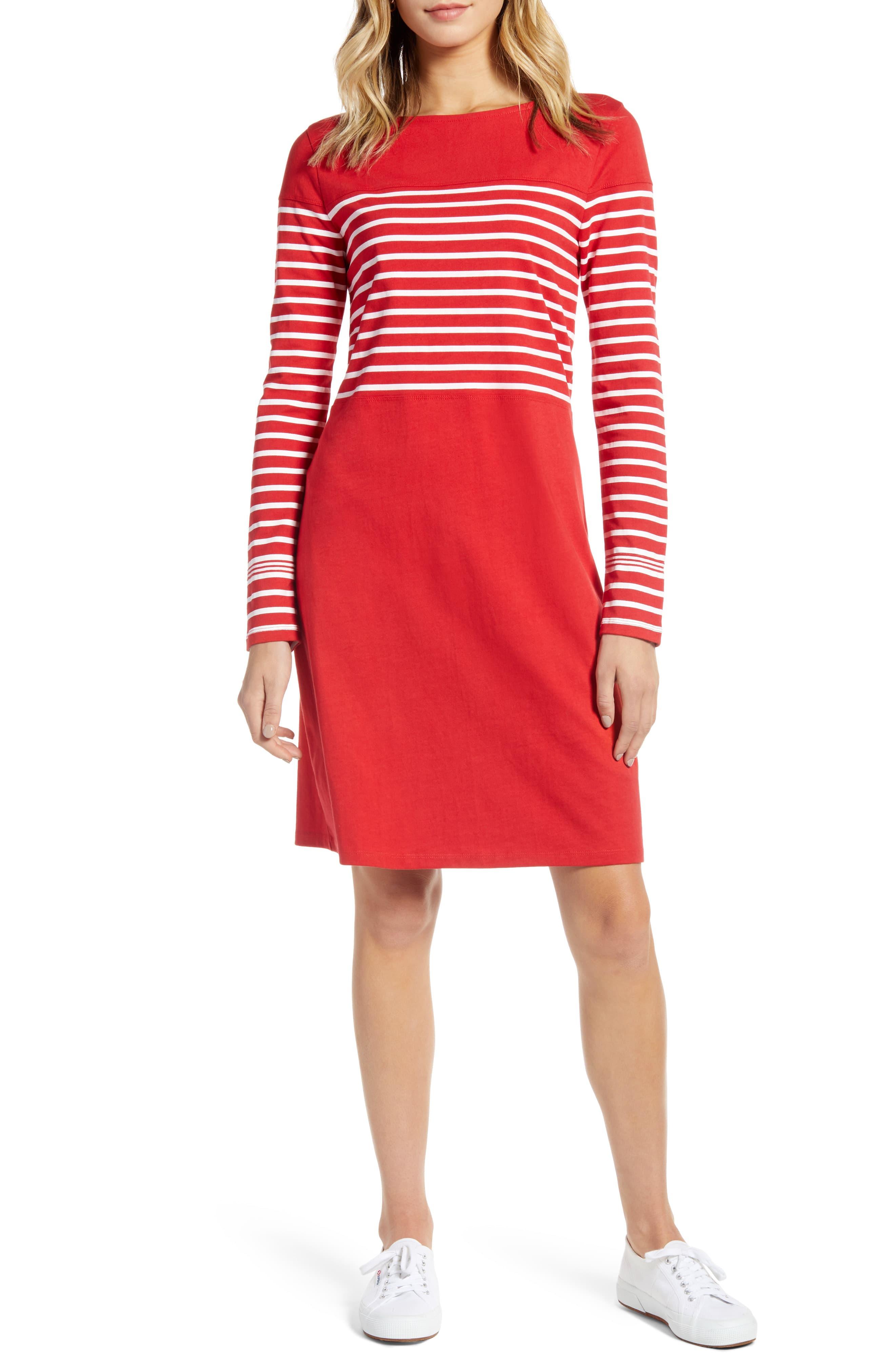 1901 Cotton Long Sleeve Knit Dress in Red White Stripe (Red) Lyst