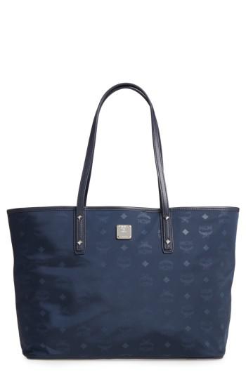 navy blue mcm tote bag