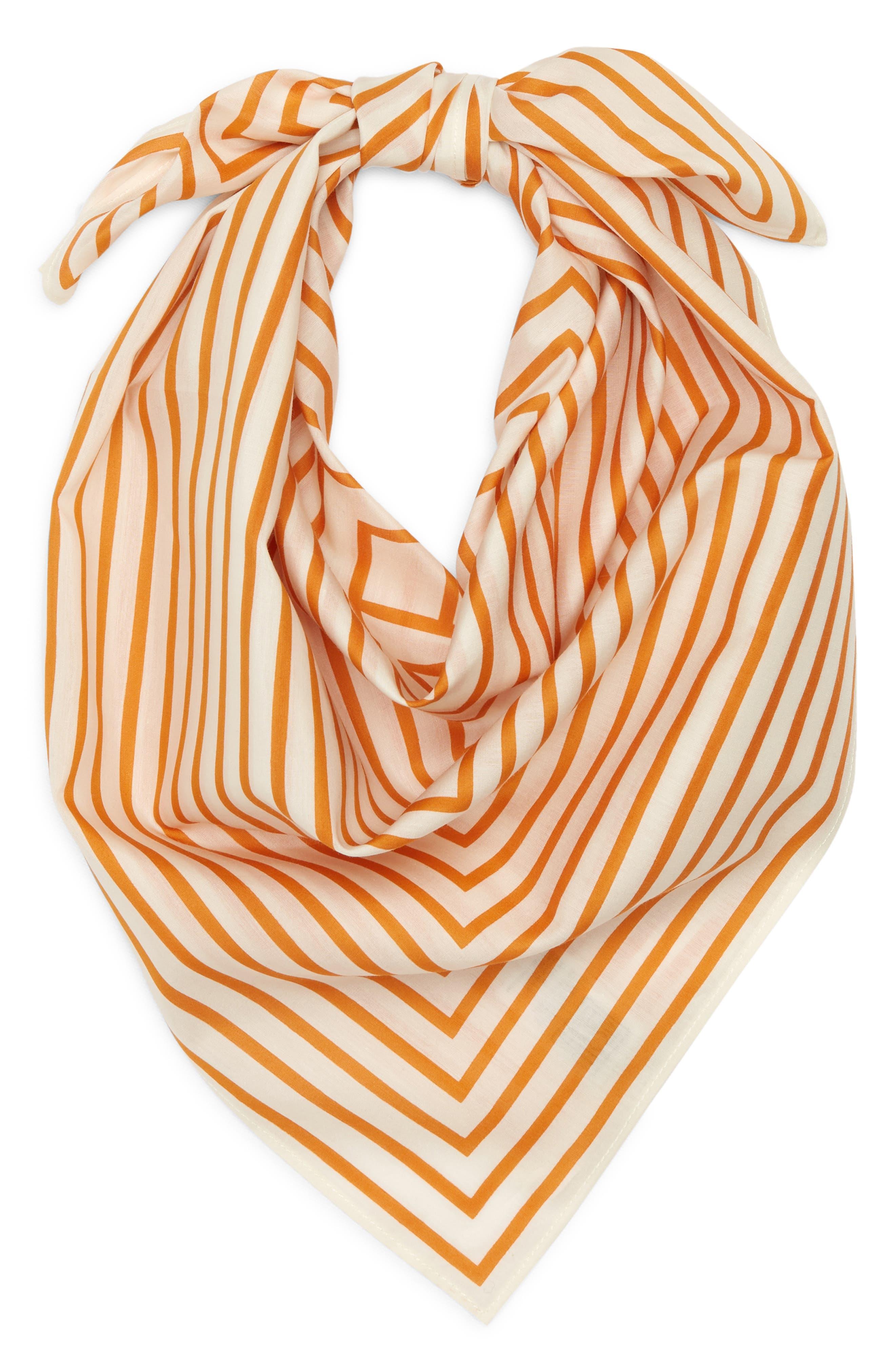 Centered monogram silk scarf peanut butter