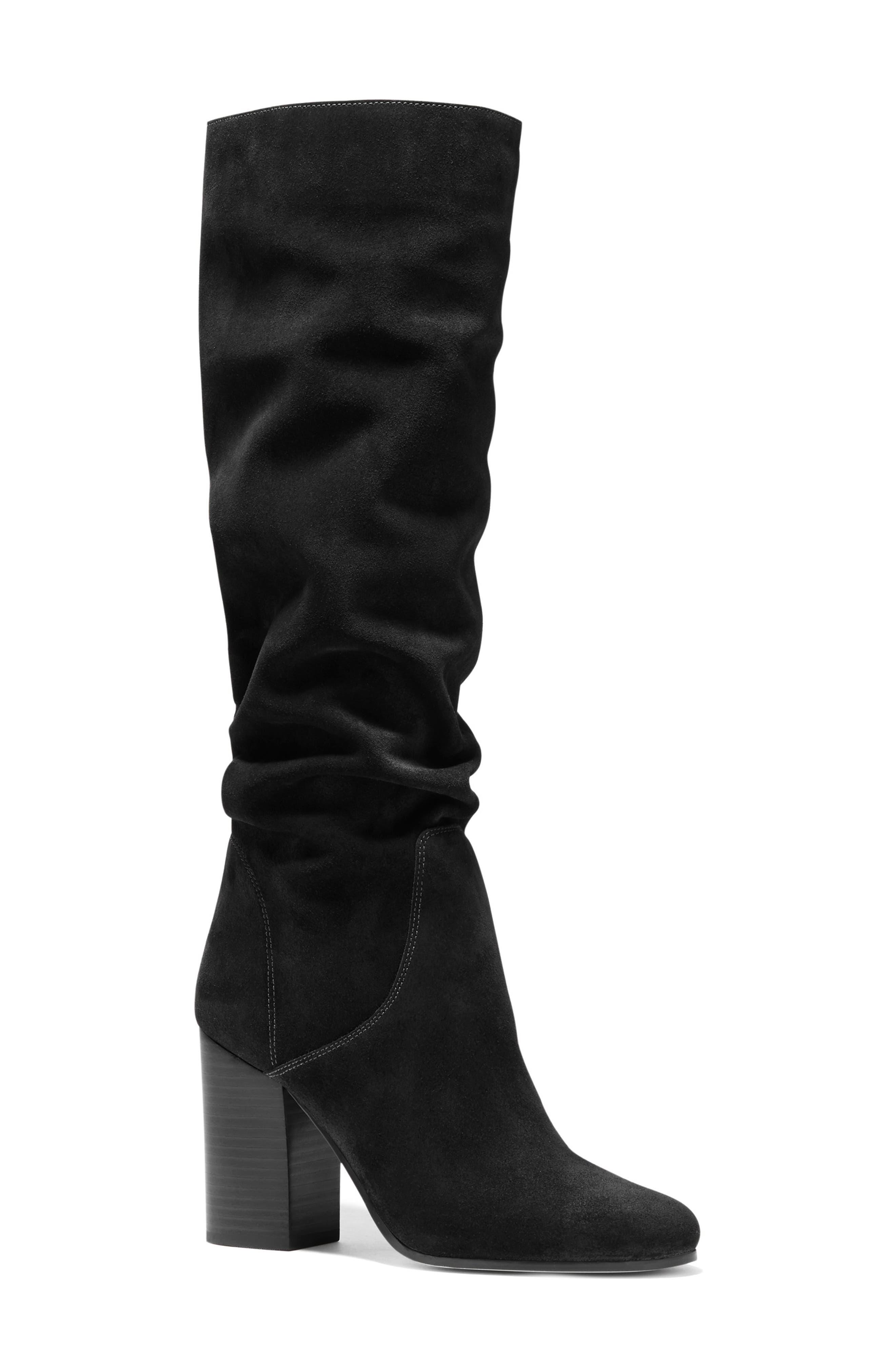 Michael Kors Leigh Suede Boot in Black | Lyst
