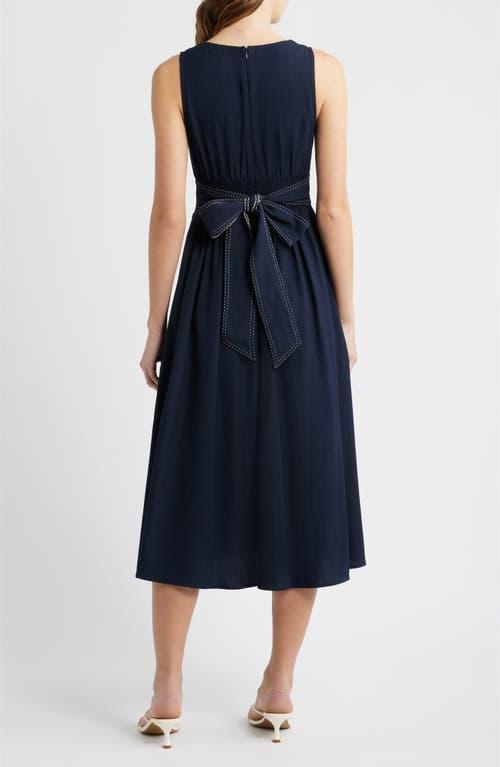 tie front sleeveless flare maxi dress moon river Moon River Sleeveless Square Neck Shirred Tie Back Midi Dress