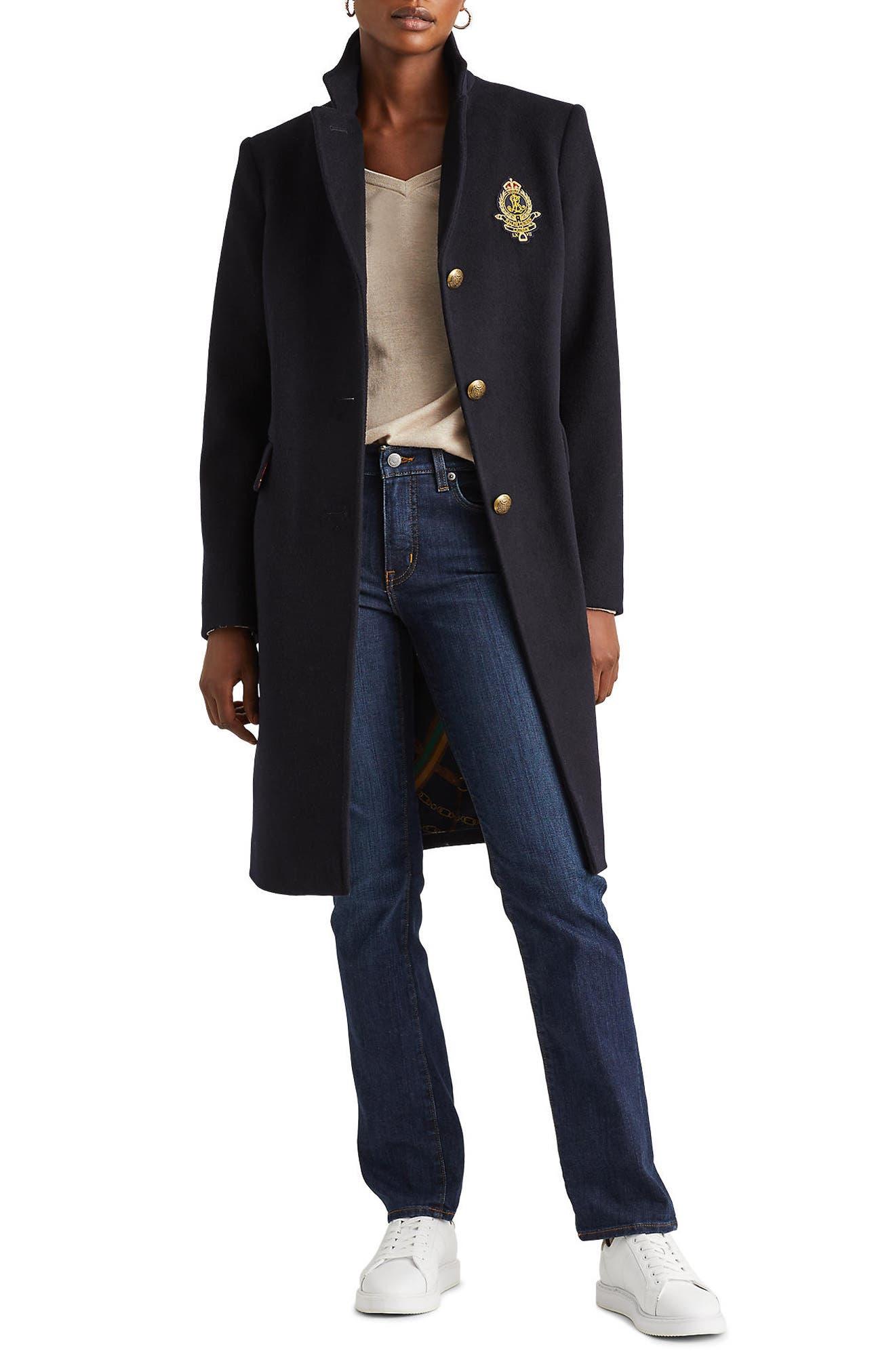 Ralph Lauren Logo Patch Wool Blend Jacket in Black Lyst