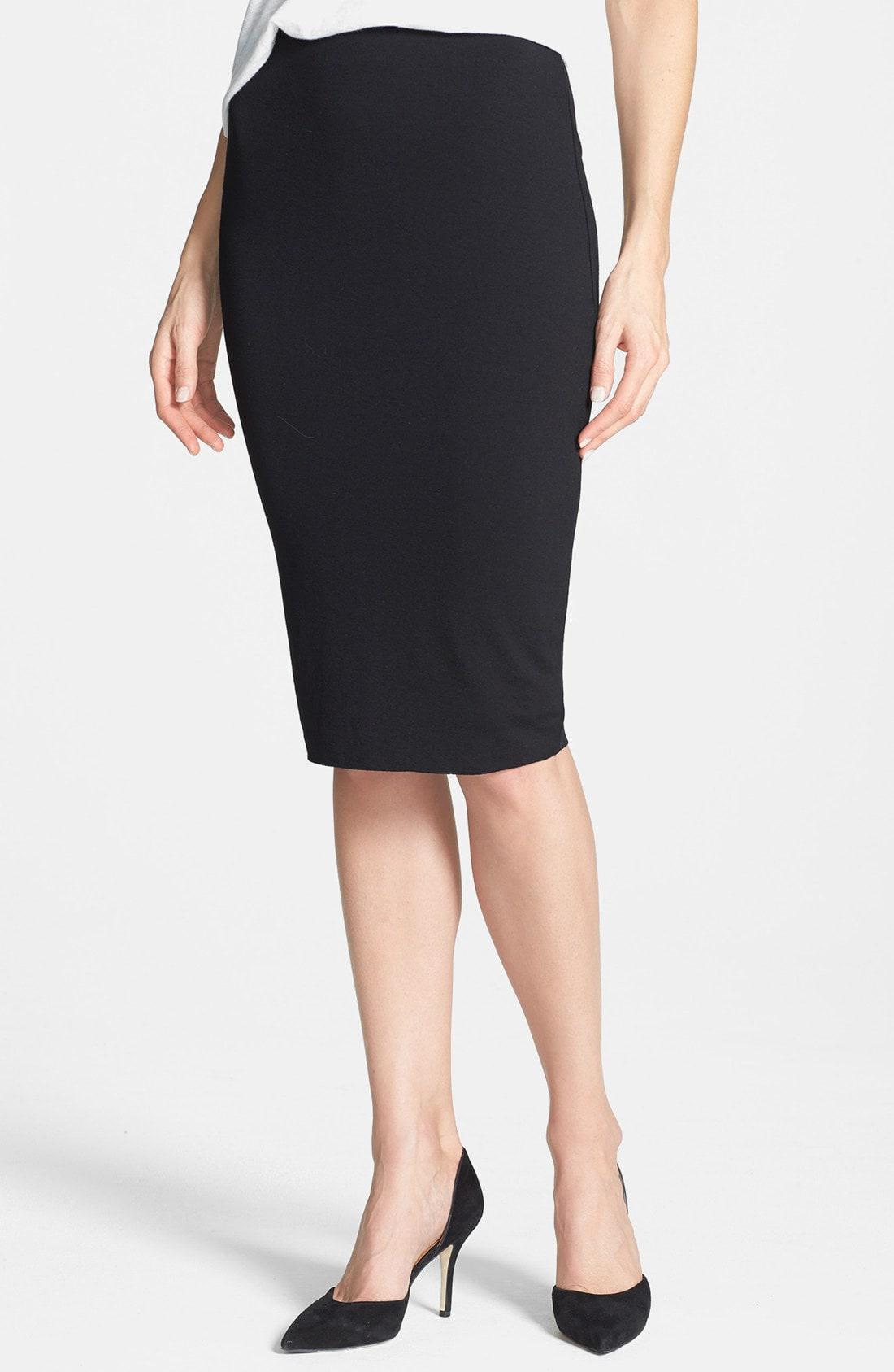 Vince Camuto Lace Stretch Knit Midi Tube Skirt in Black - Lyst