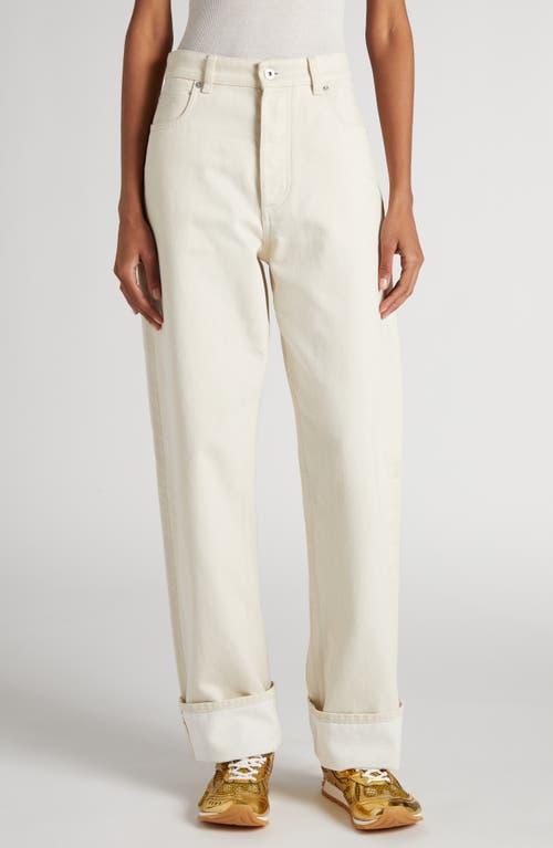 Bottega Veneta Turned Up Straight Leg Jeans in White | Lyst