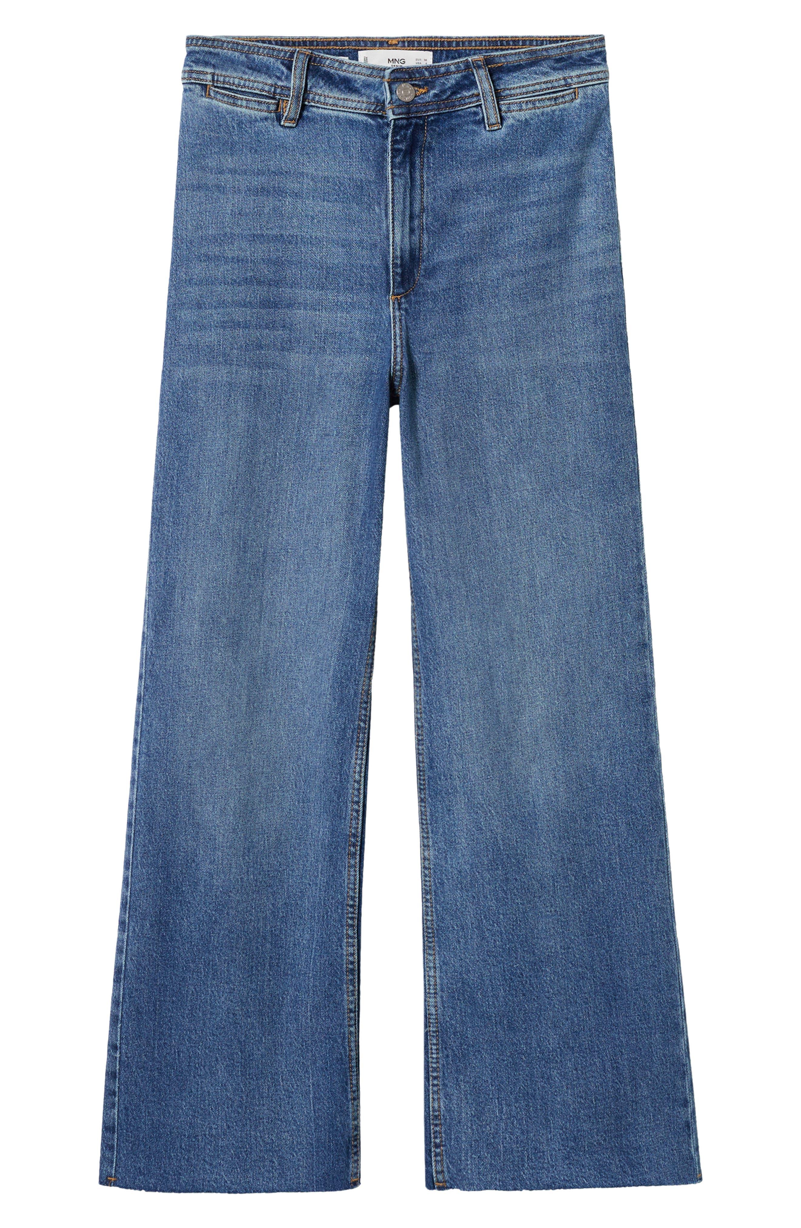 Mango High Waist Culotte Jeans in Blue | Lyst