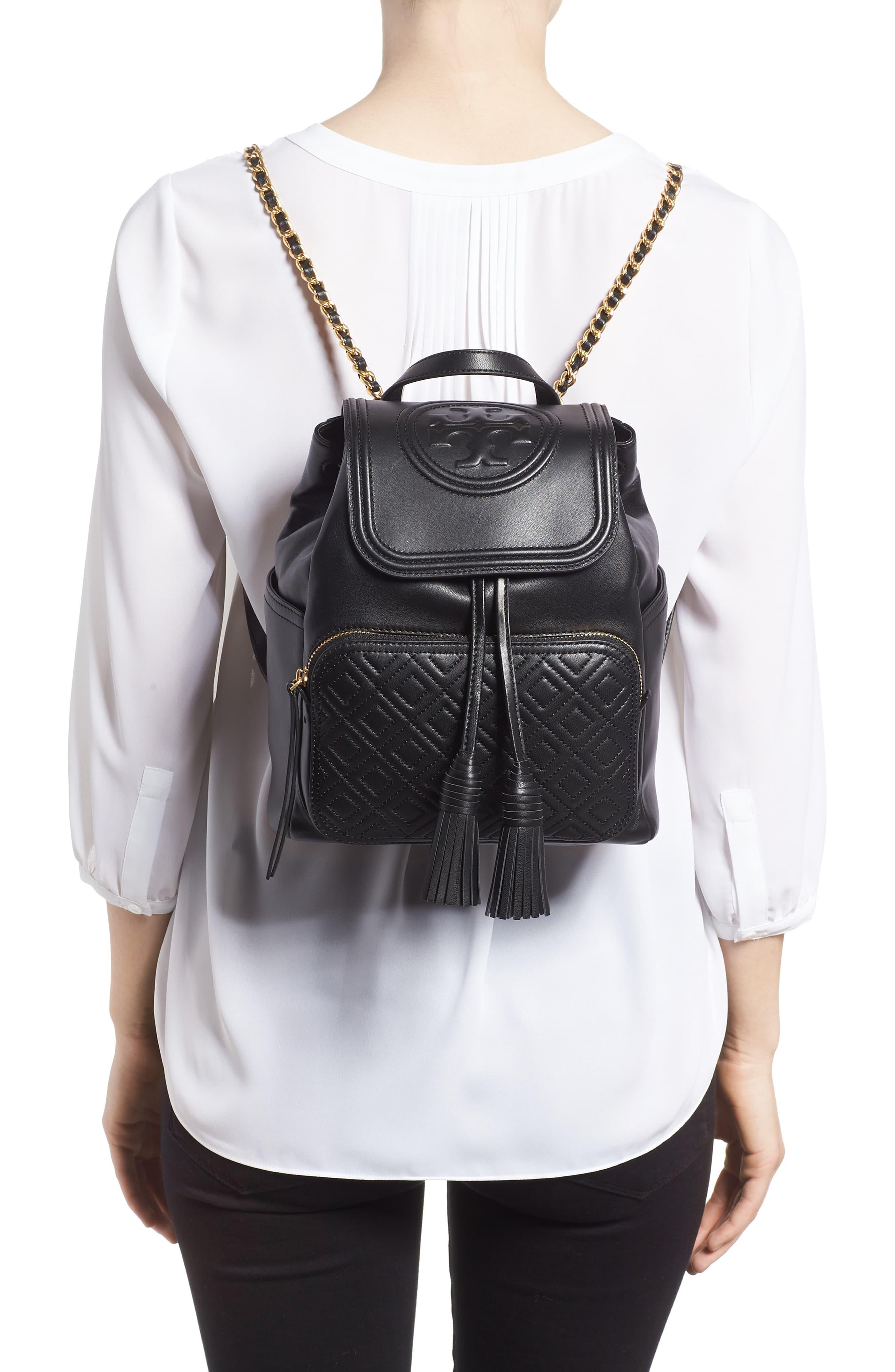 Tory Burch Fleming Mini Backpack in Black - Lyst
