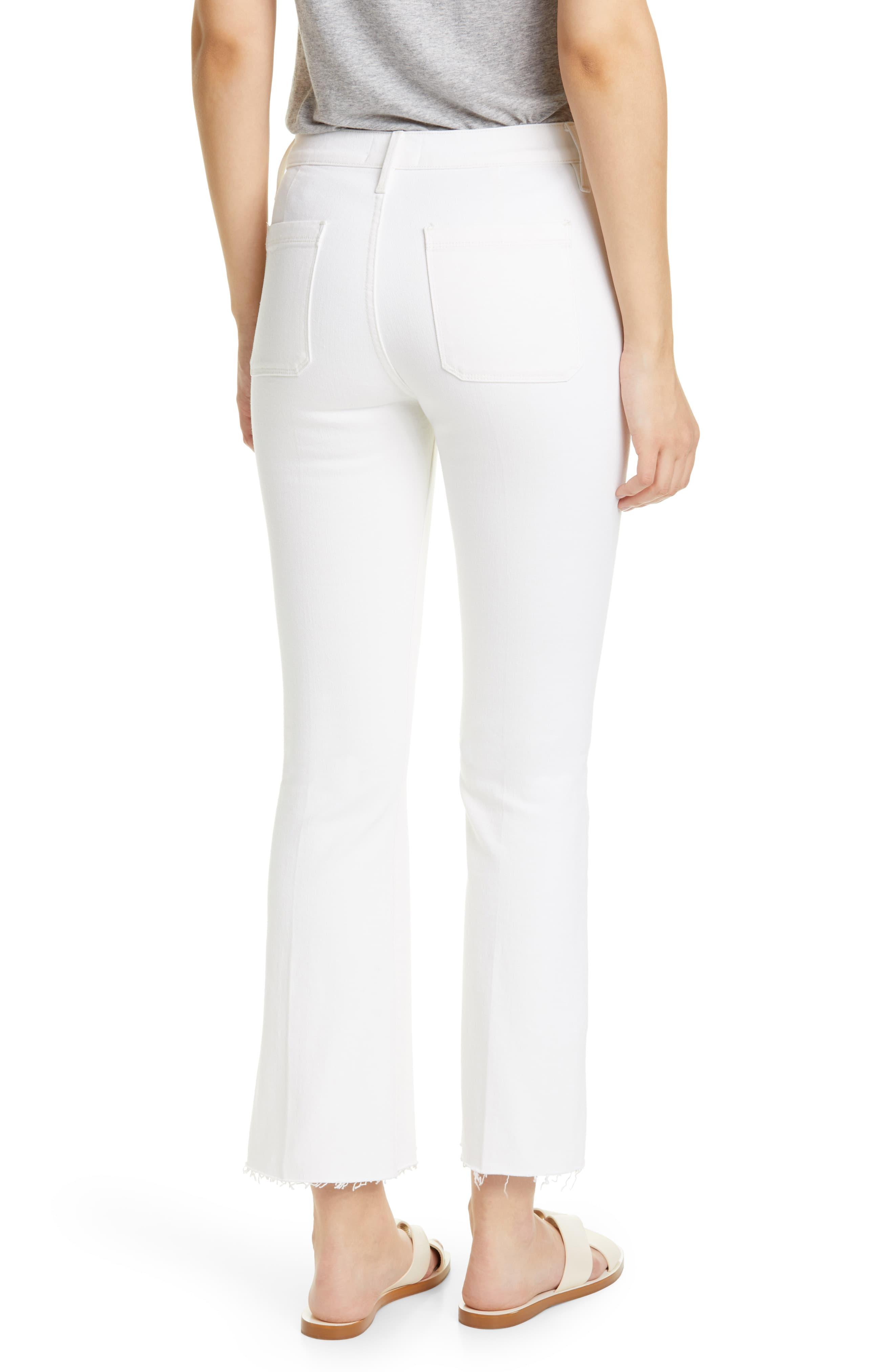 FRAME Denim Le Bardot Patch Pocket Crop Flare Jeans in White - Lyst