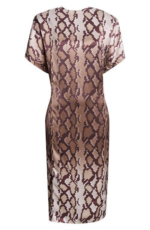 snakeskin satin dress Snake Print Dress Snakeskin Satin Dress Snake Print Long Sleeve Drawstring Ruched Dress Hot Miami Styles