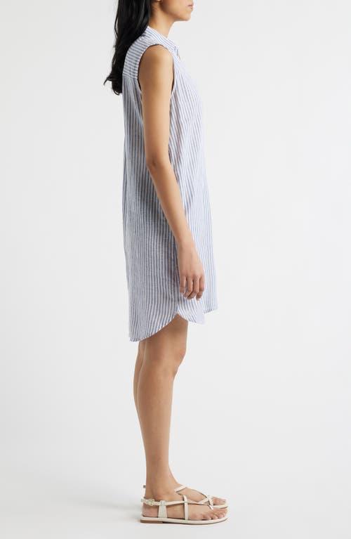 beach lunch lounge shift dress Beach Lunch Lounge Alina Shift Dress Linen Cotton White Stripe XXL Coastal