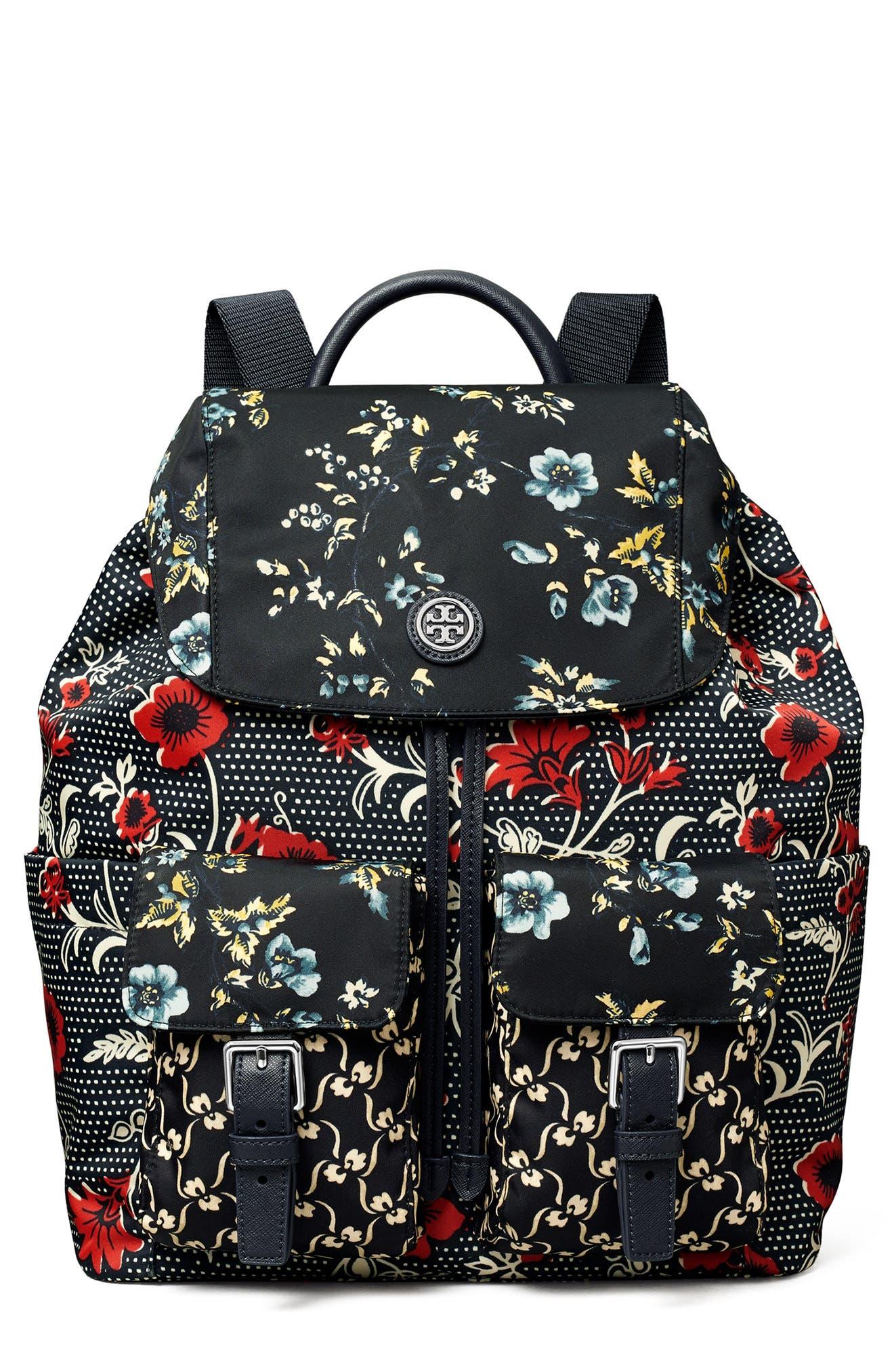 Tory Burch Virginia Mixed Print Recycled Nylon Backpack in Black Lyst