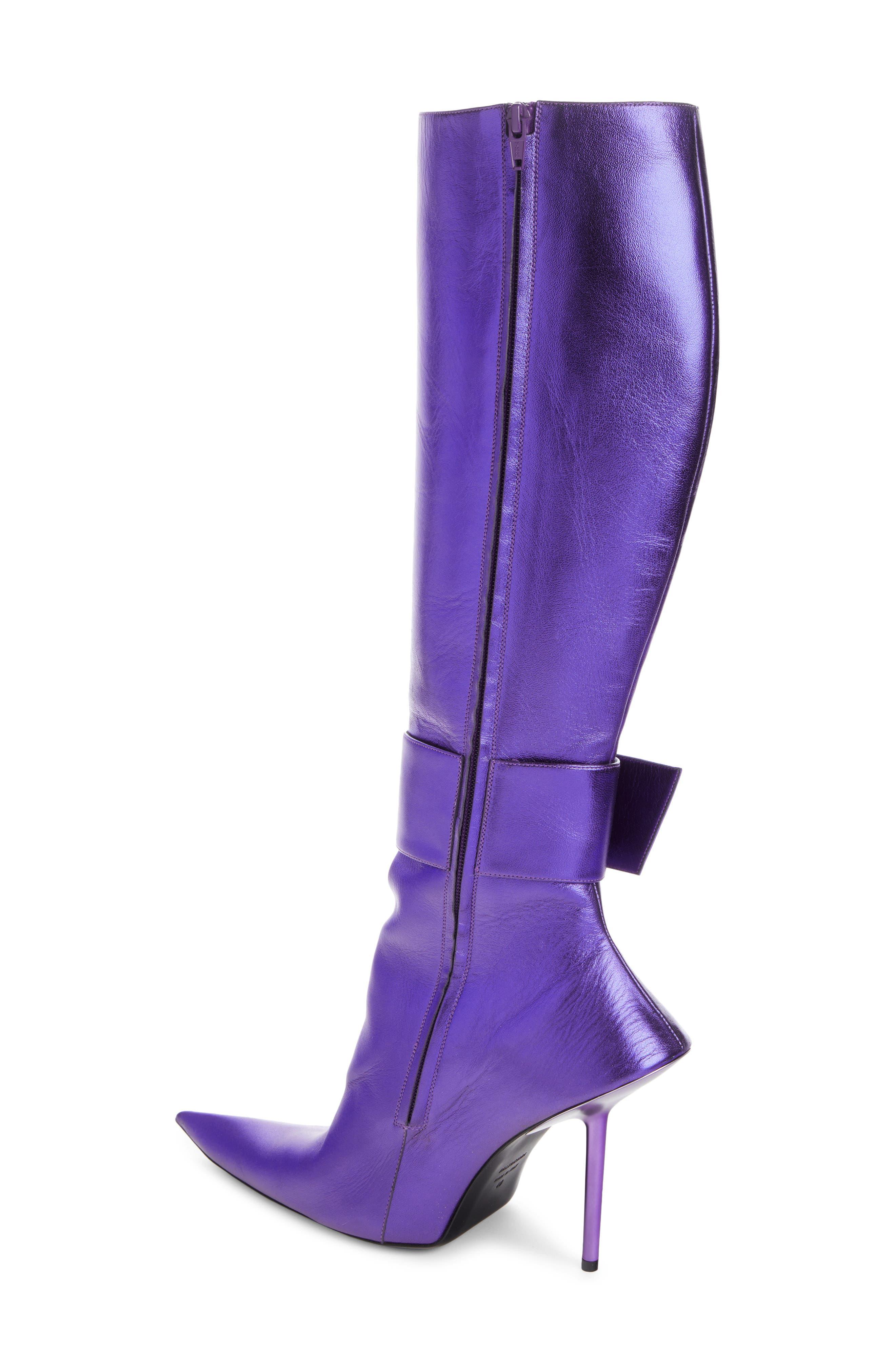 Balenciaga Baleciaga Essex Metallic Pointed Toe Boot in Purple | Lyst