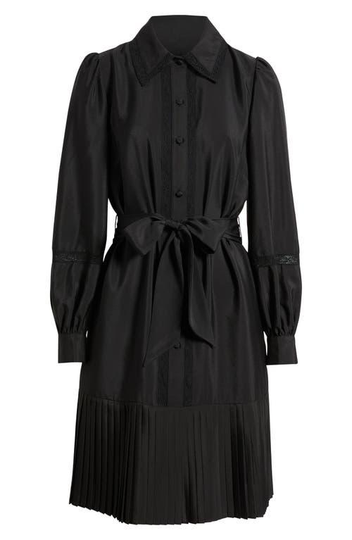 eliza j pleated long sleeve dress Eliza J Lace Detail Long Sleeve Pleated Shirtdress in Black