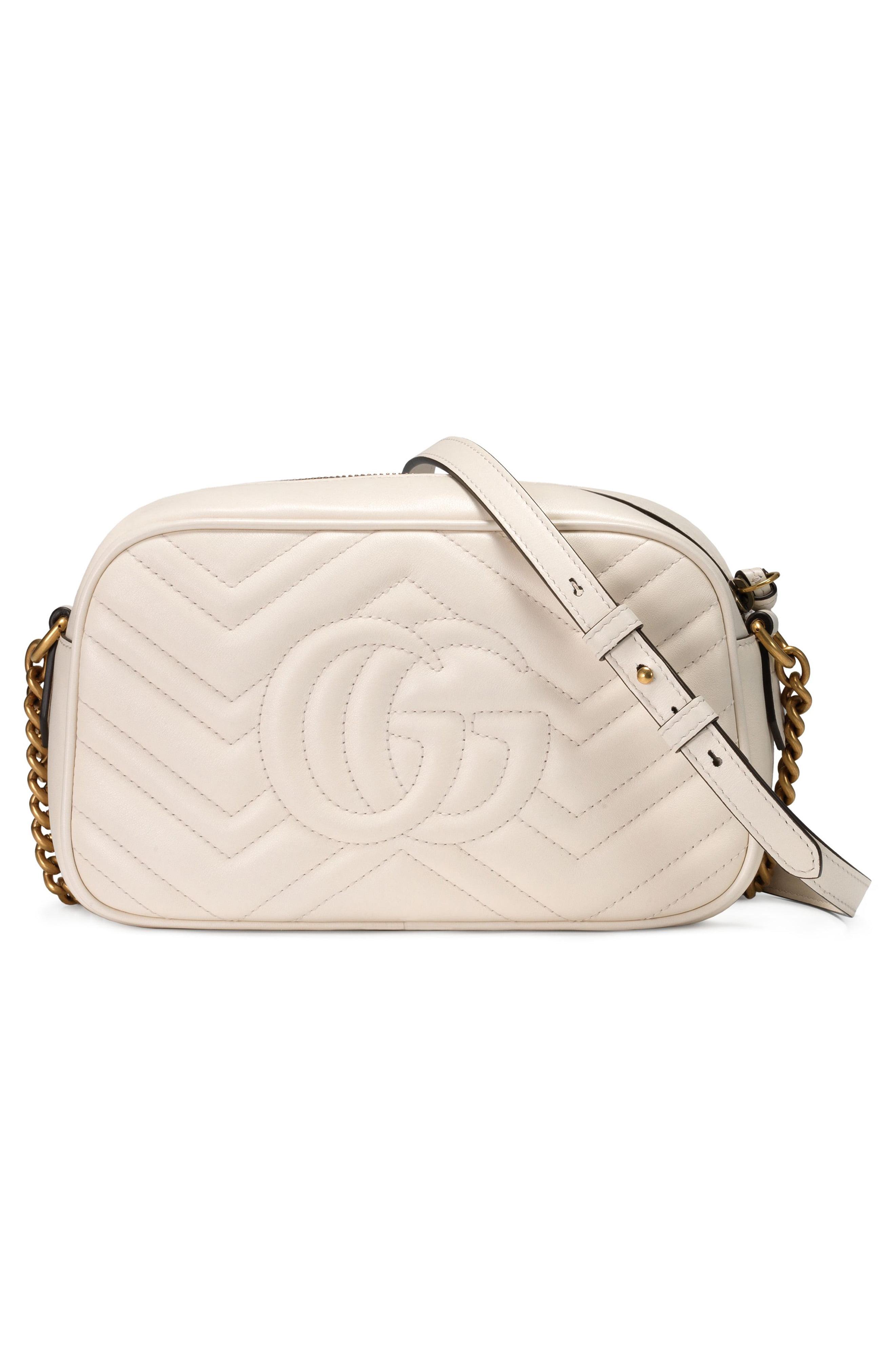 gucci gg small matelassé leather camera bag