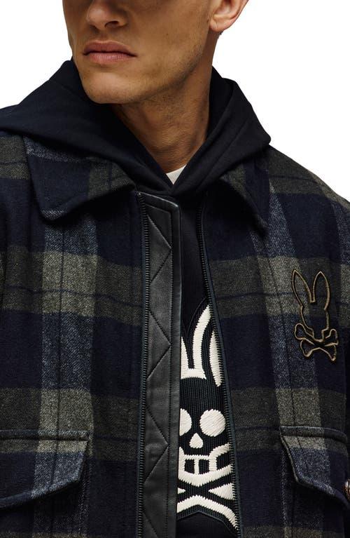 Psycho Bunny Gavin Plaid Wool Blend Bomber Jacket in Black for Men