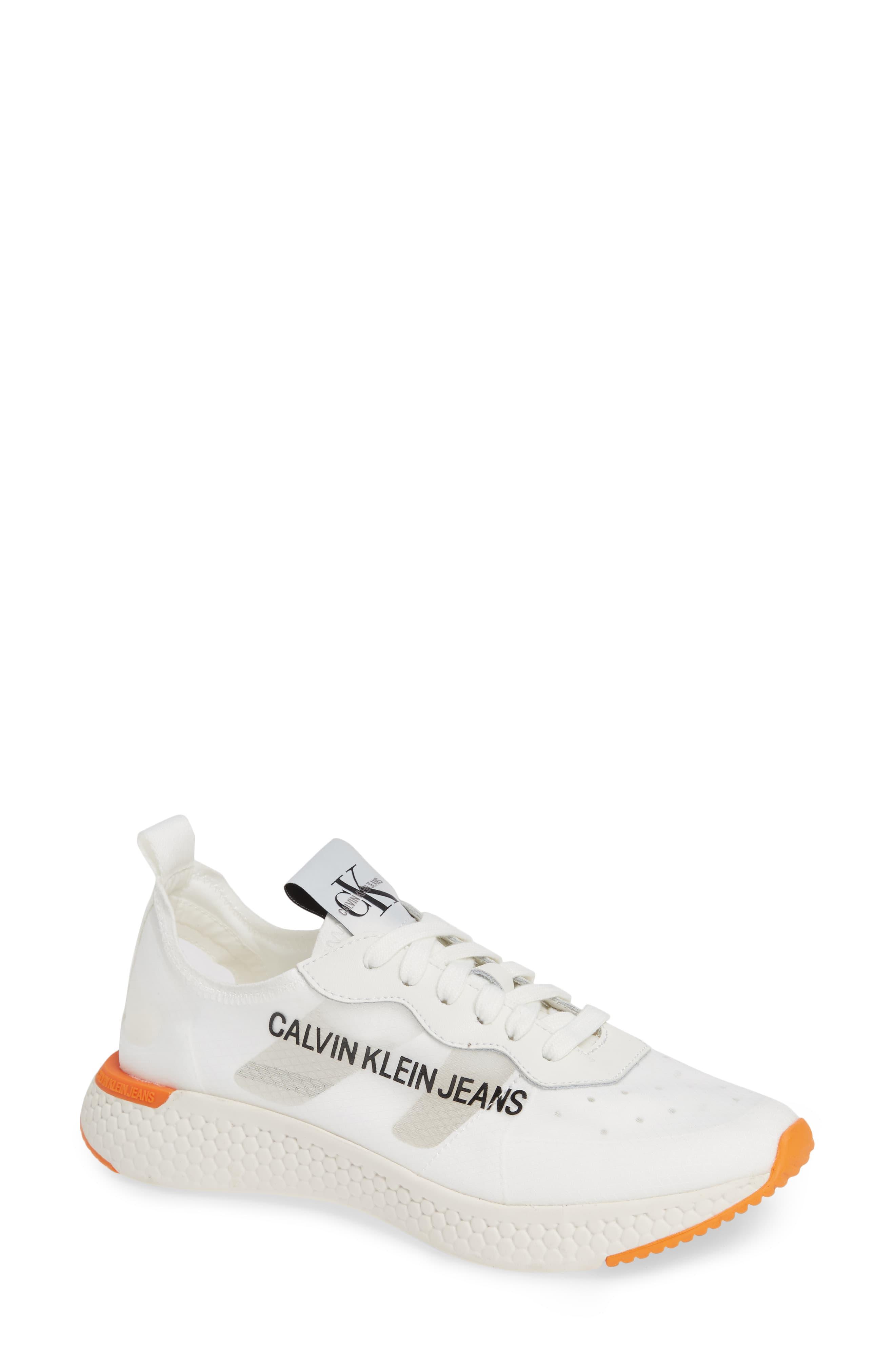 Calvin Klein Alexia Logo Sneaker in Bright White/ Suede (White) - Lyst