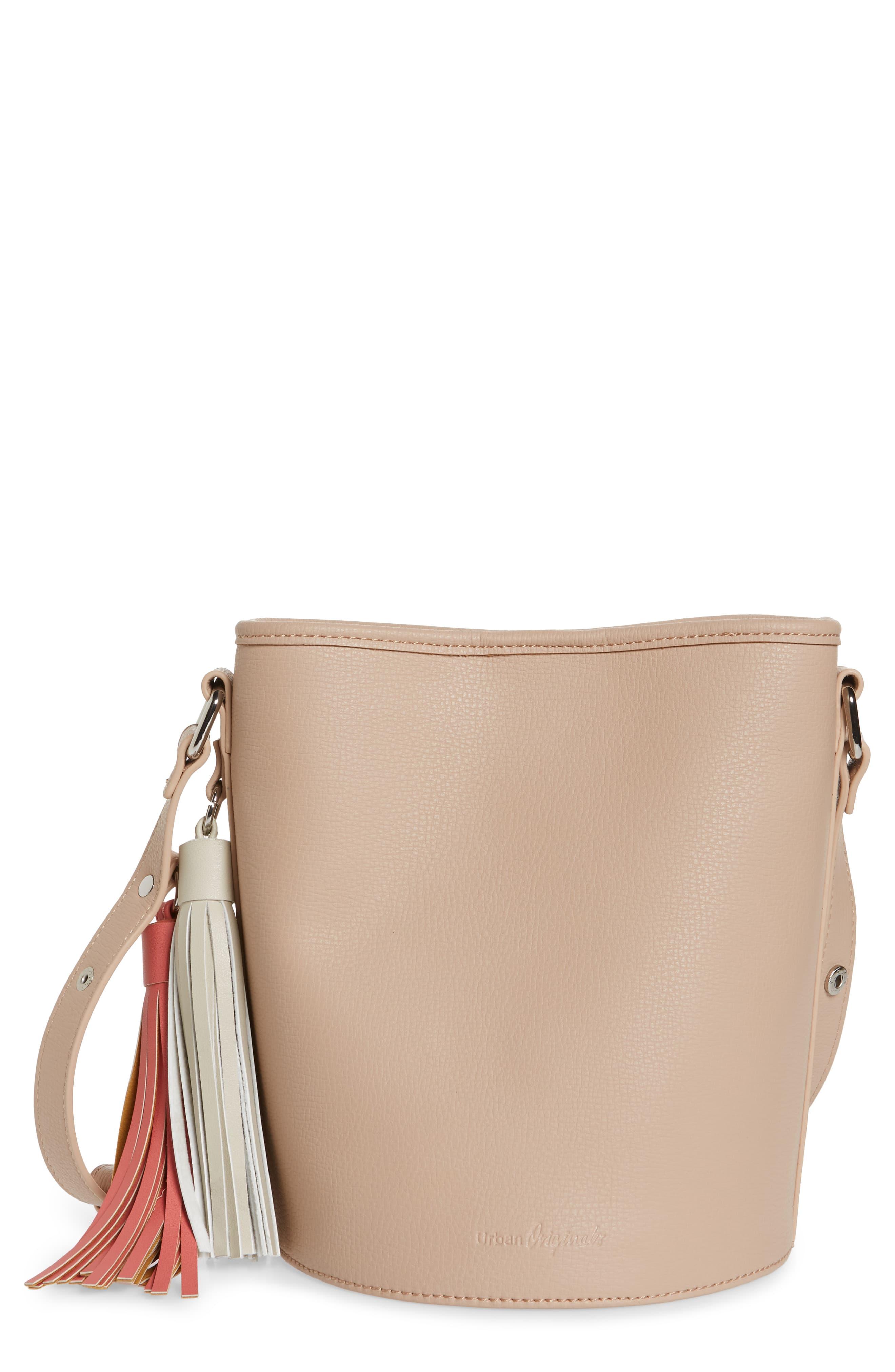 vegan leather bucket bag