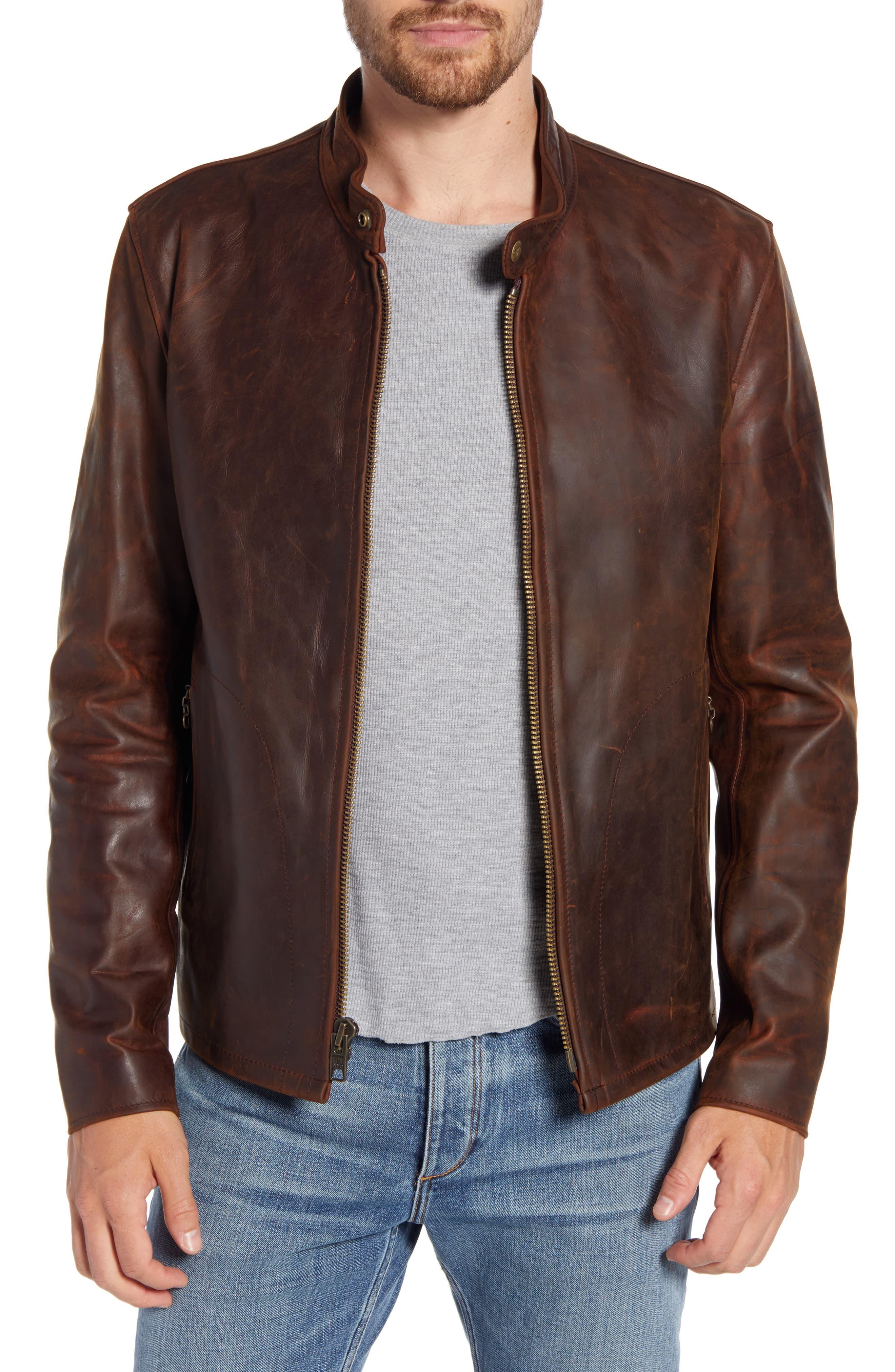 Schott Nyc Water Resistant Oil Tanned Cowhide Leather Jacket In