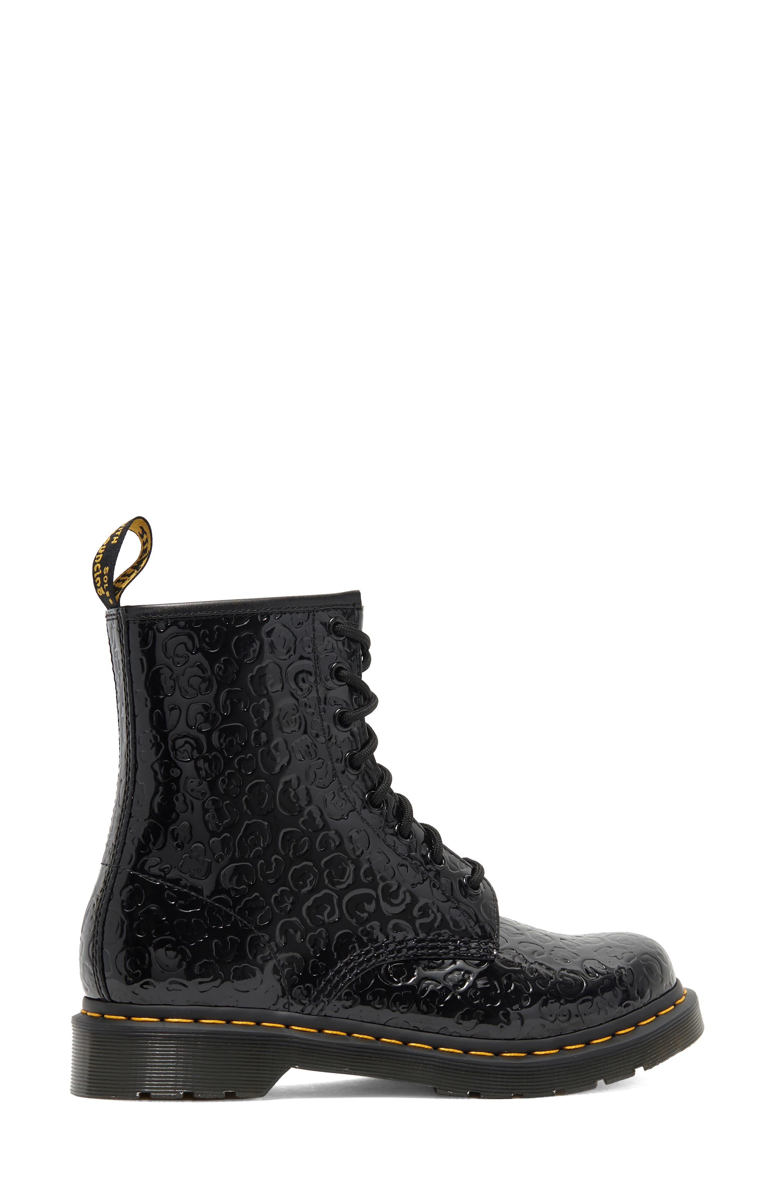 Dr. Martens 1460 Patent Leopard Embossed Boot In Black At Nordstrom Rack |  Lyst