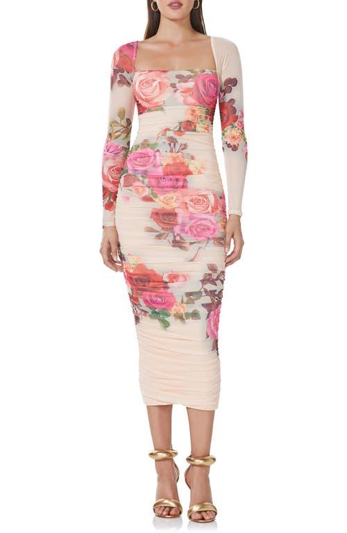 AFRM Maggie Ruched Long Sleeve Body-Con Midi Dress in Pink Lyst