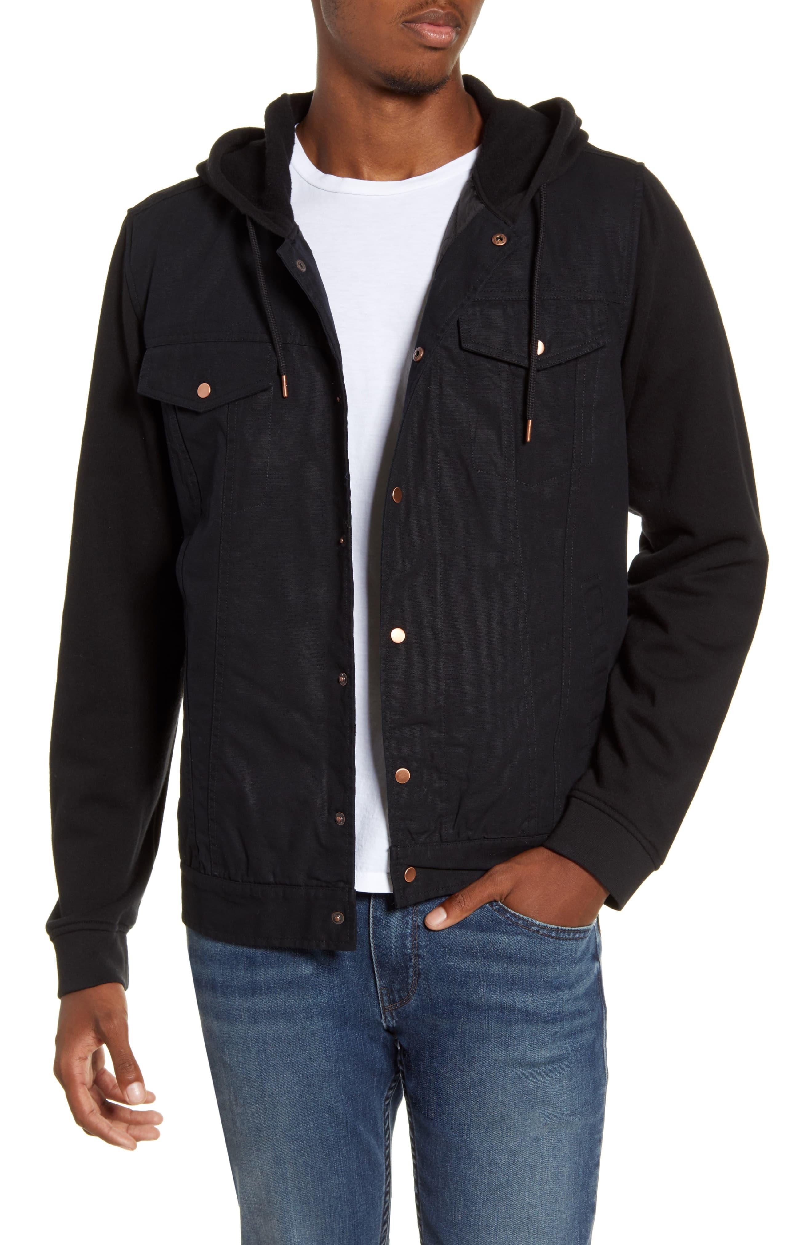 Hurley Canvas Timber Hooded Trucker Jacket in Black for Men Lyst
