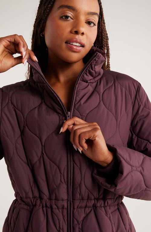 Zella Skyline Longline Quilted Jacket in Purple | Lyst