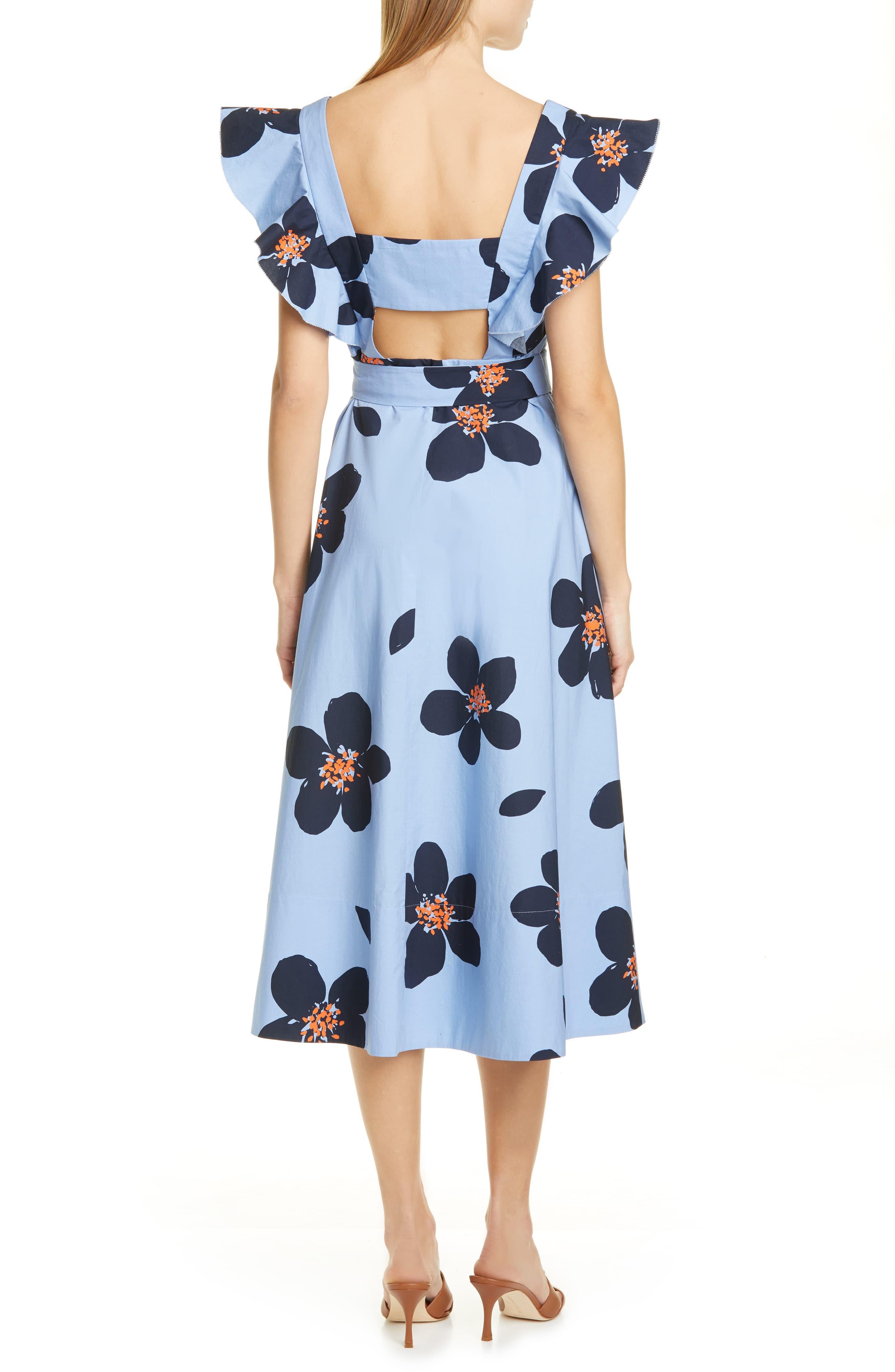kate spade grand flora poplin midi dress