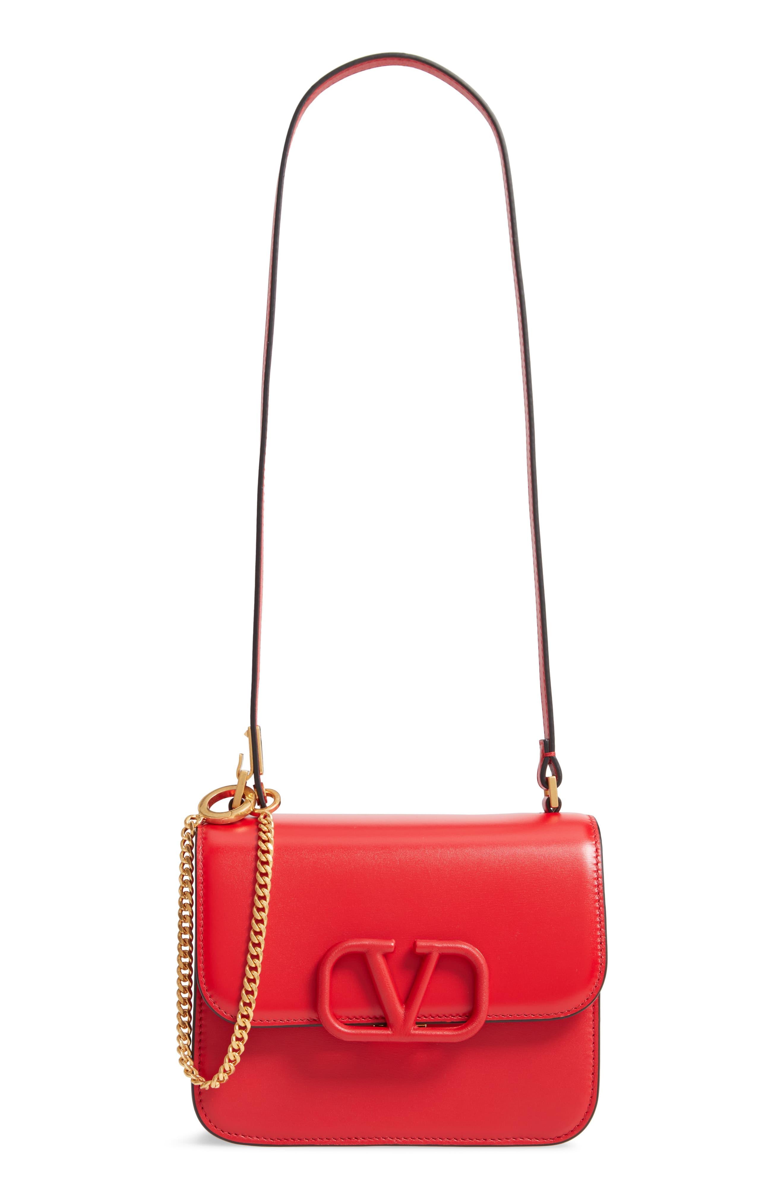 Valentino Garavani Leather Small Vsling Shoulder Bag in Deep Red (Red