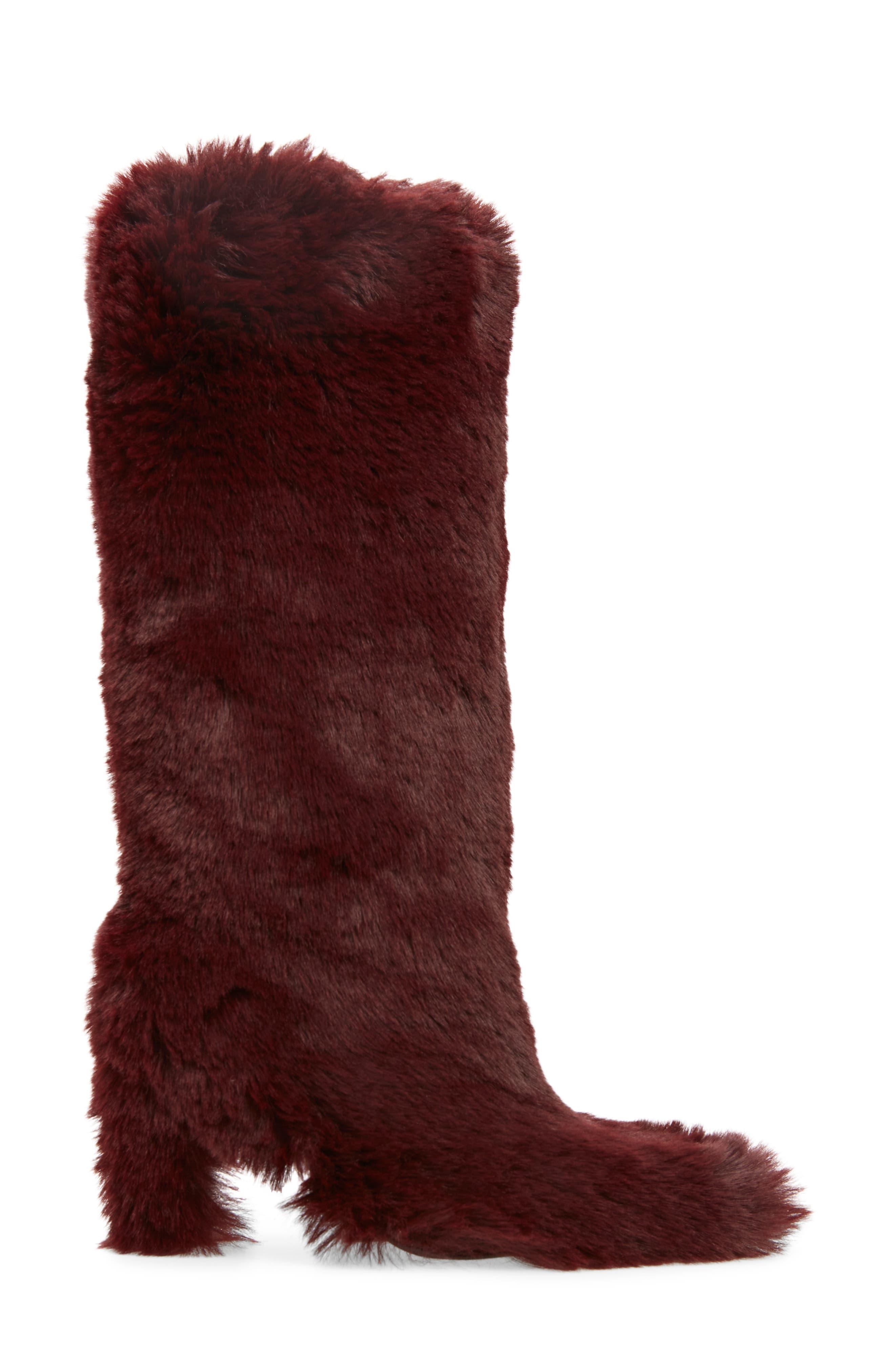 Jeffrey Campbell Fuzzie Faux Fur Pointed Toe Boot in Red Lyst