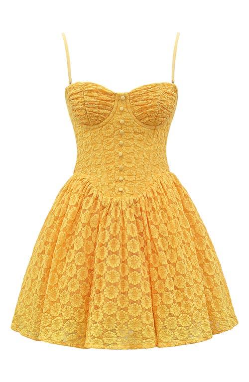 House Of Cb Carolina Stretch Lace Corset Minidress in Yellow | Lyst