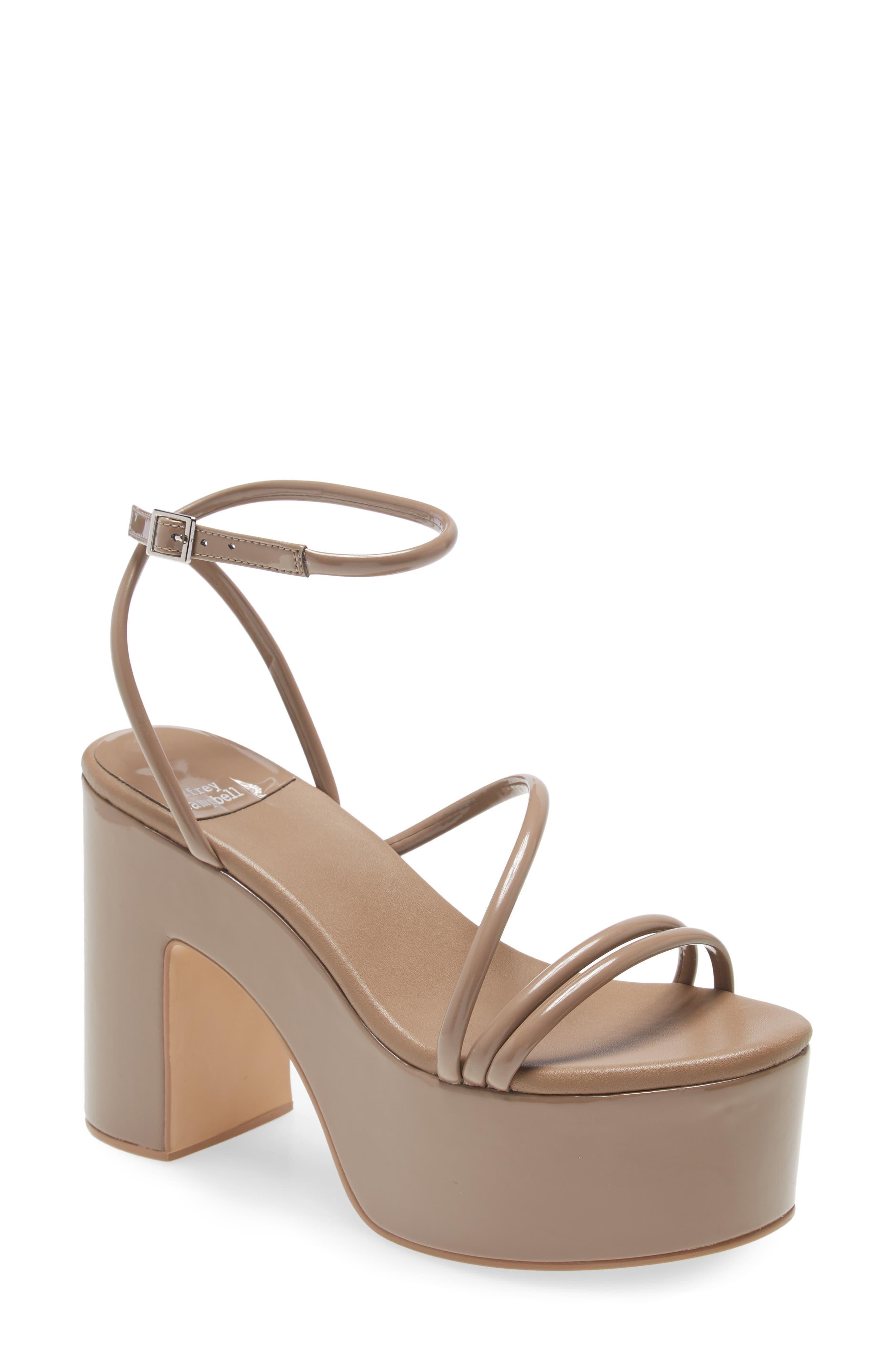 Jeffrey Campbell Mamba Platform Ankle Strap Sandal In Taupe Patent At  Nordstrom Rack | Lyst