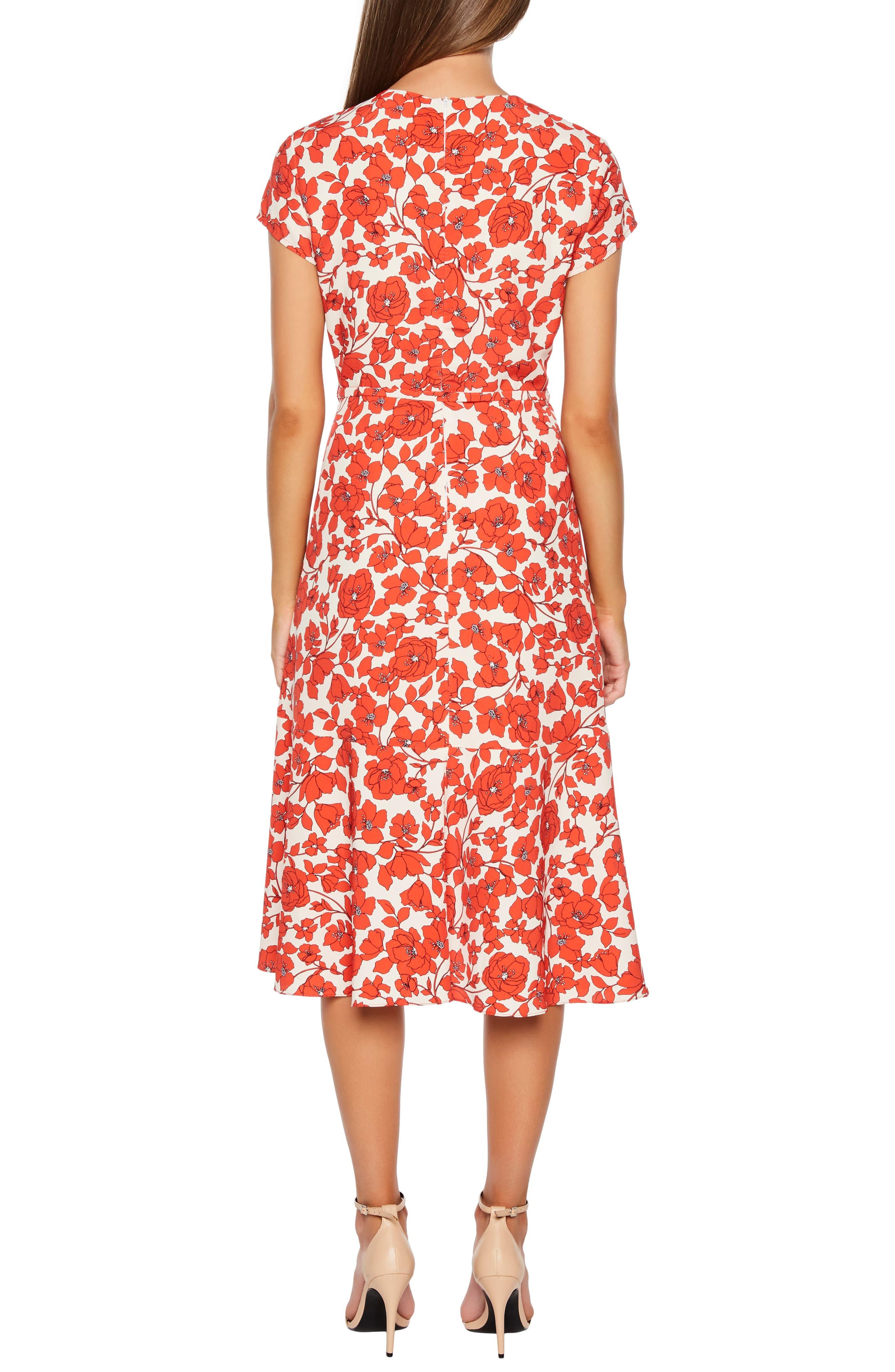 bardot fiesta floral midi dress