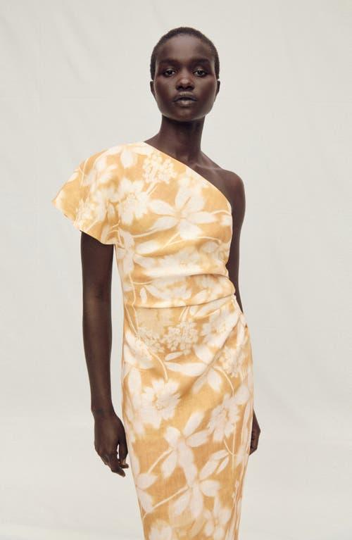 Mango Floral Linen One-Shoulder Dress in Natural | Lyst Mango Floral Linen One-Shoulder Dress in Natural | Lyst