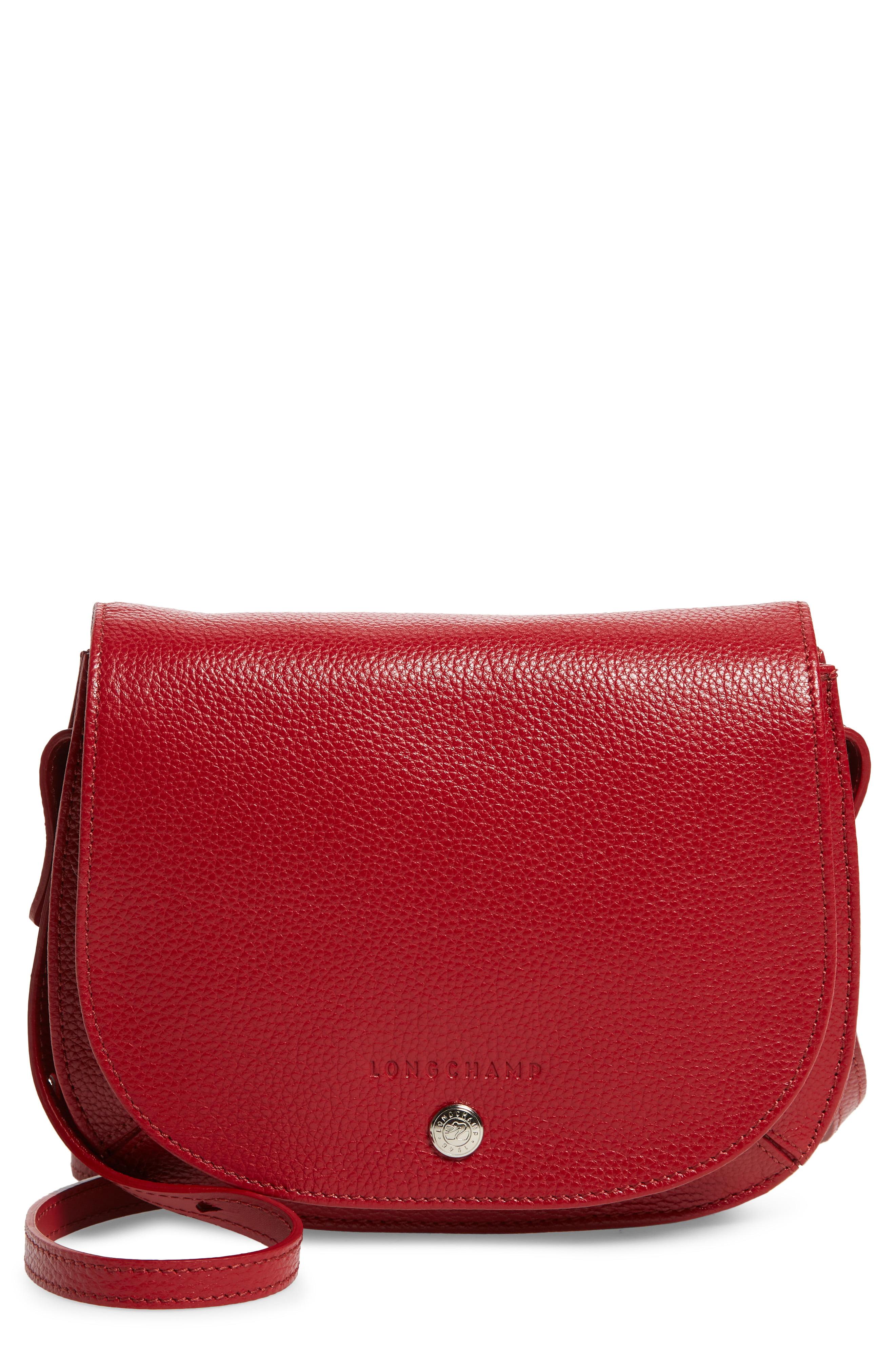 Longchamp Small Le Foulonne Leather Crossbody Bag in Red Orange (Red ...