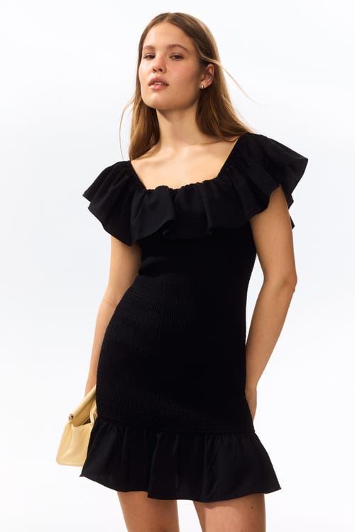 h&m off the shoulder dress black Women's Black Off-the-shoulder dress